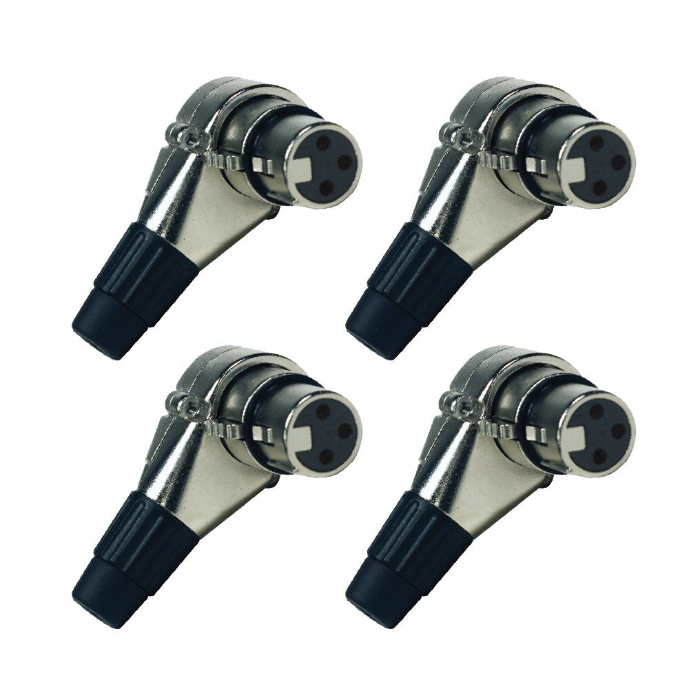 Seismic Audio Speakers Adjustable Right Angle 3 Pin XLR Female Connectors, 7 Position XLR Plugs, Pack of 4