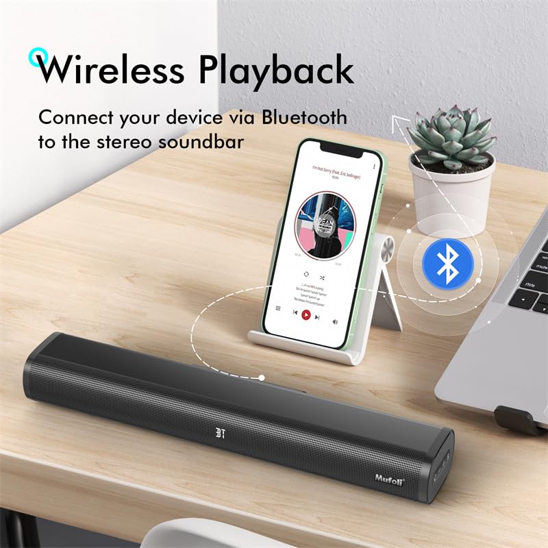 Sound Bars For Tv With Subwoofer 2.1 Ch 120W Soundbar For Tv, For Pc, Gaming, Surround Sound System Tv Sound Bar Speakers, Home