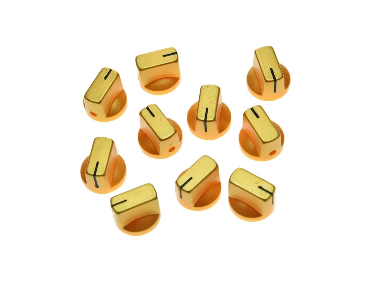 KAISH 10pcs Guitar AMP Effect Pedal Knobs Pointer Knob with Set Screw Gold