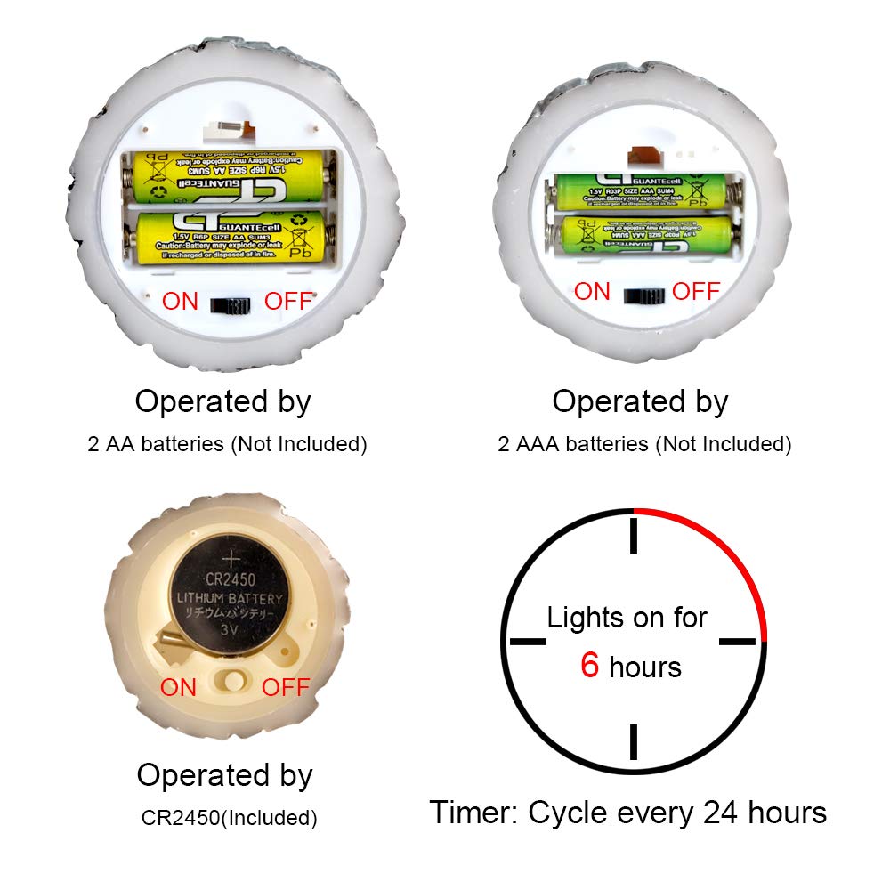 Eldnacele Christmas Flameless Flickering Candles With Timer   Battery Operated Tree Shaped White Led Electric Wax Candles   Warm