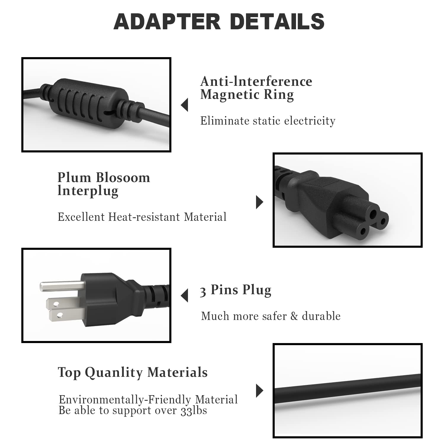 45W 65W Computer Charger Replacement For Dell Inspiron 11 13 14 15 3000 5000 7000 Inspiron 3452 3551 3552 3558 3559 5552 5555 55
