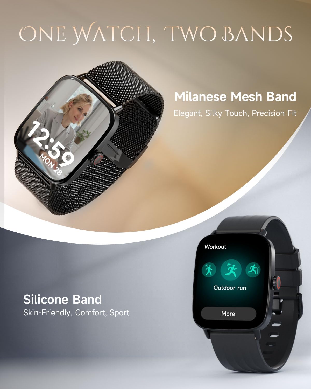 Toobur Smart Watch For Women, Android And Ios Phones Compatible, Fitness Tracker, Running Step Counter Smartwatch, Sleep/Heart R