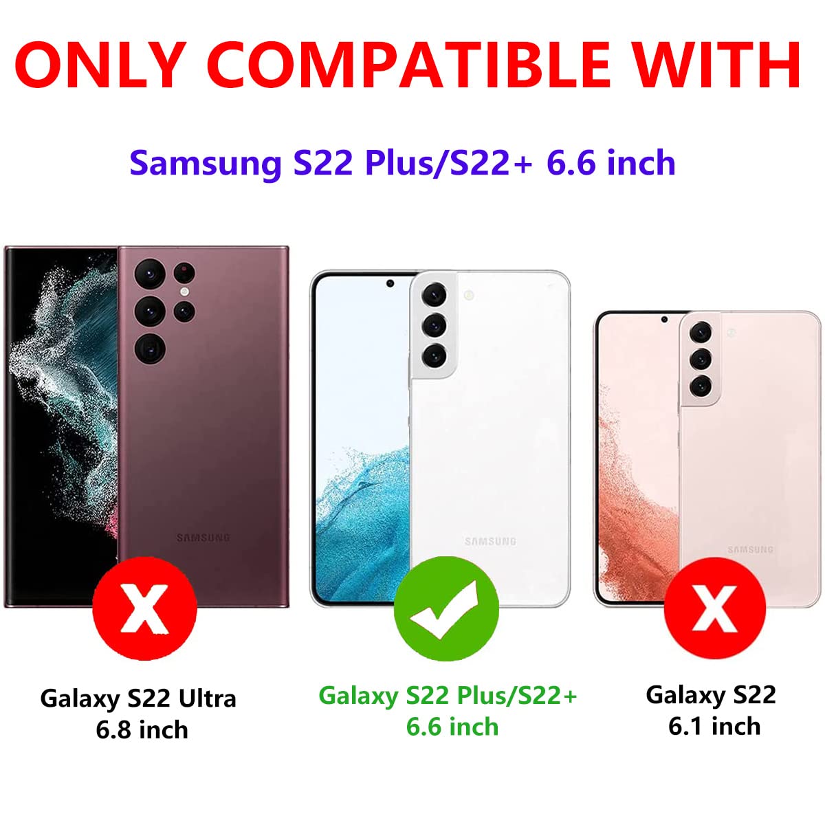 Fucozan Galaxy S22+ Military Grade Case, Shockproof Silicone With Kickstand (Purple+Pink)