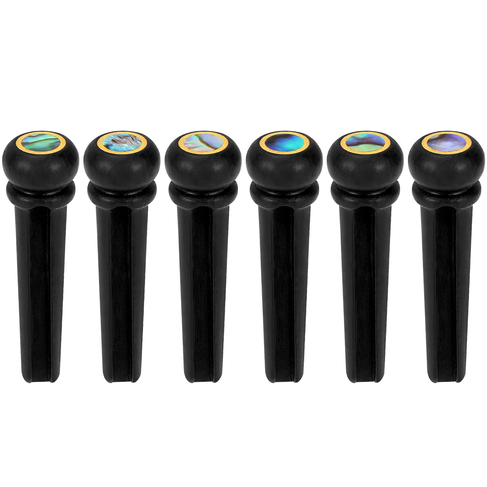 Blisstime 6Pcs Ebony Guitar Pins Inlaid Abalone Dot Acoustic Guitar Replacement Parts