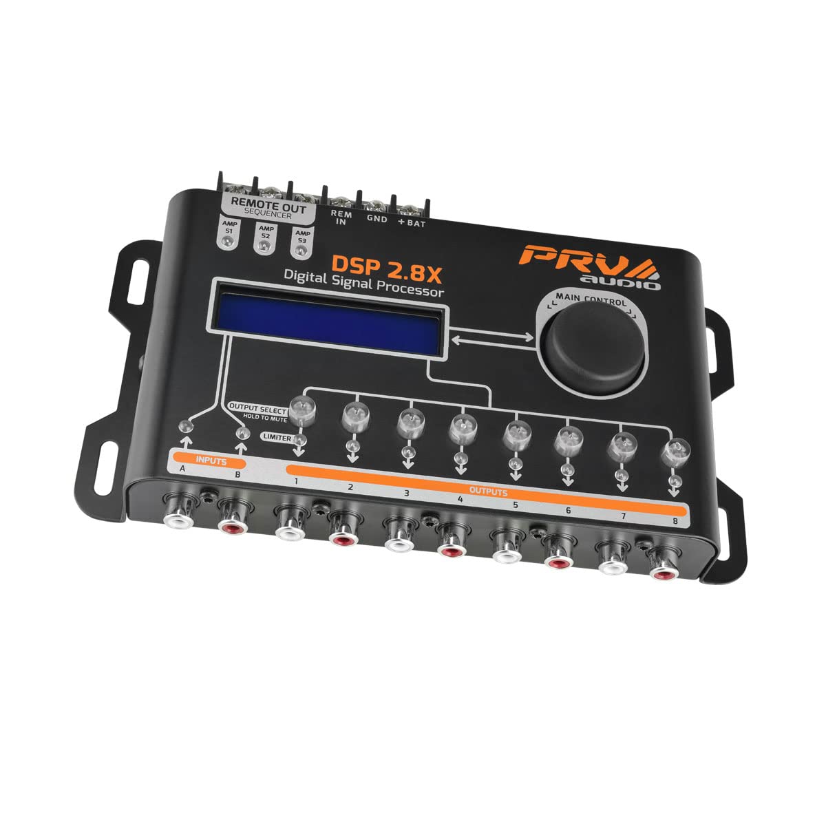 PRV AUDIO Car Audio DSP 2.8X Digital Crossover and Equalizer 8 Channel Full Digital Signal Audio Processor DSP with Sequencer Re
