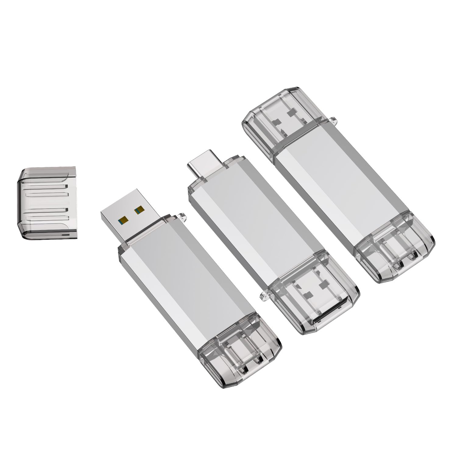 Raoyi 3 Pack 32Gb Usb C Flash Drive, 2 In 1 Usb 3.0 Type C Dual Otg Metal Thumb Drive Jump Drive Memory Stick With Keychain Suitable For Usb C Smartphones, Macbook, Computers And Tablets (Silver)