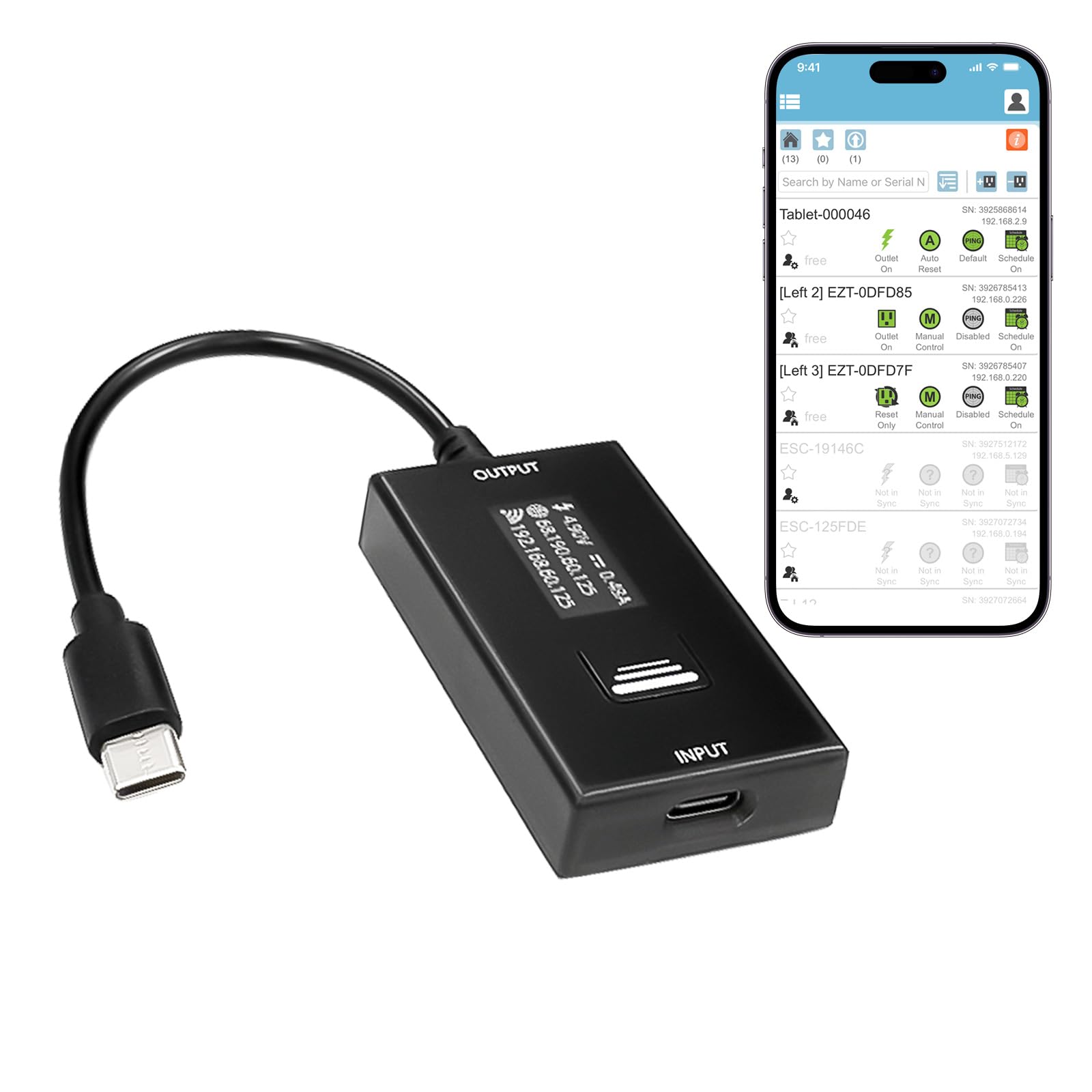 ezOutlet Automatic Router Rebooter Wi-Fi IP Enabled Remote DC Power Switch (USB Type-C Plug) with Auto Reboot, Integrated Power 