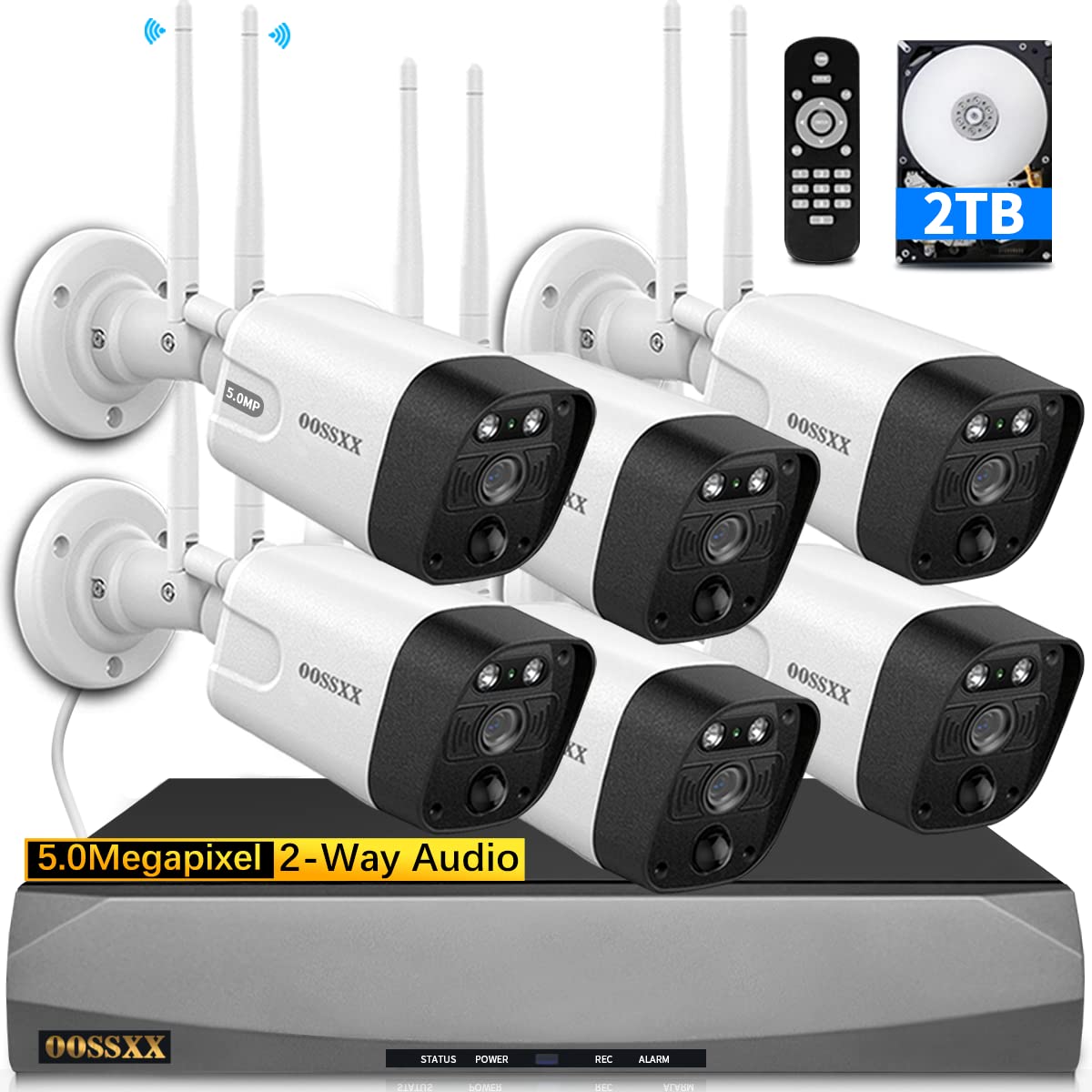 (5.0Mp & Pir Detection) 2-Way Audio, Dual Antennas Security Wireless Camera System 3K 5.0Mp 1944P Wireless Surveillance Monitor 