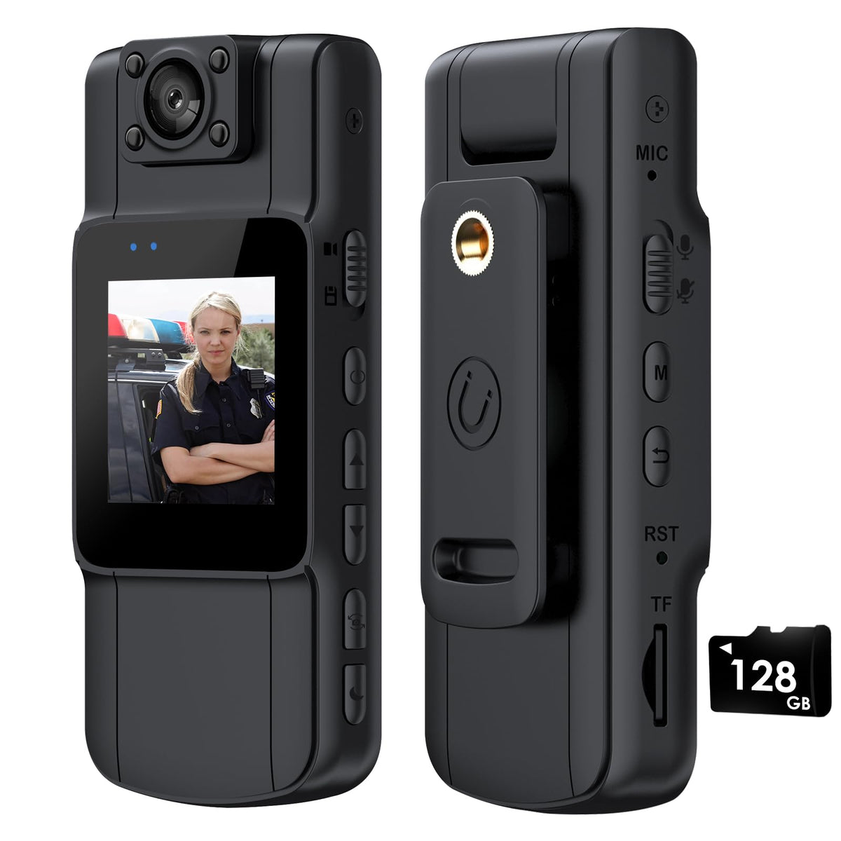 128Gb Wifi Body Cameras With Audio And Video Recording - 2K 1440P Body Cam With 180 Rotatable Lens, 7Hrs Night Vision Video Reco
