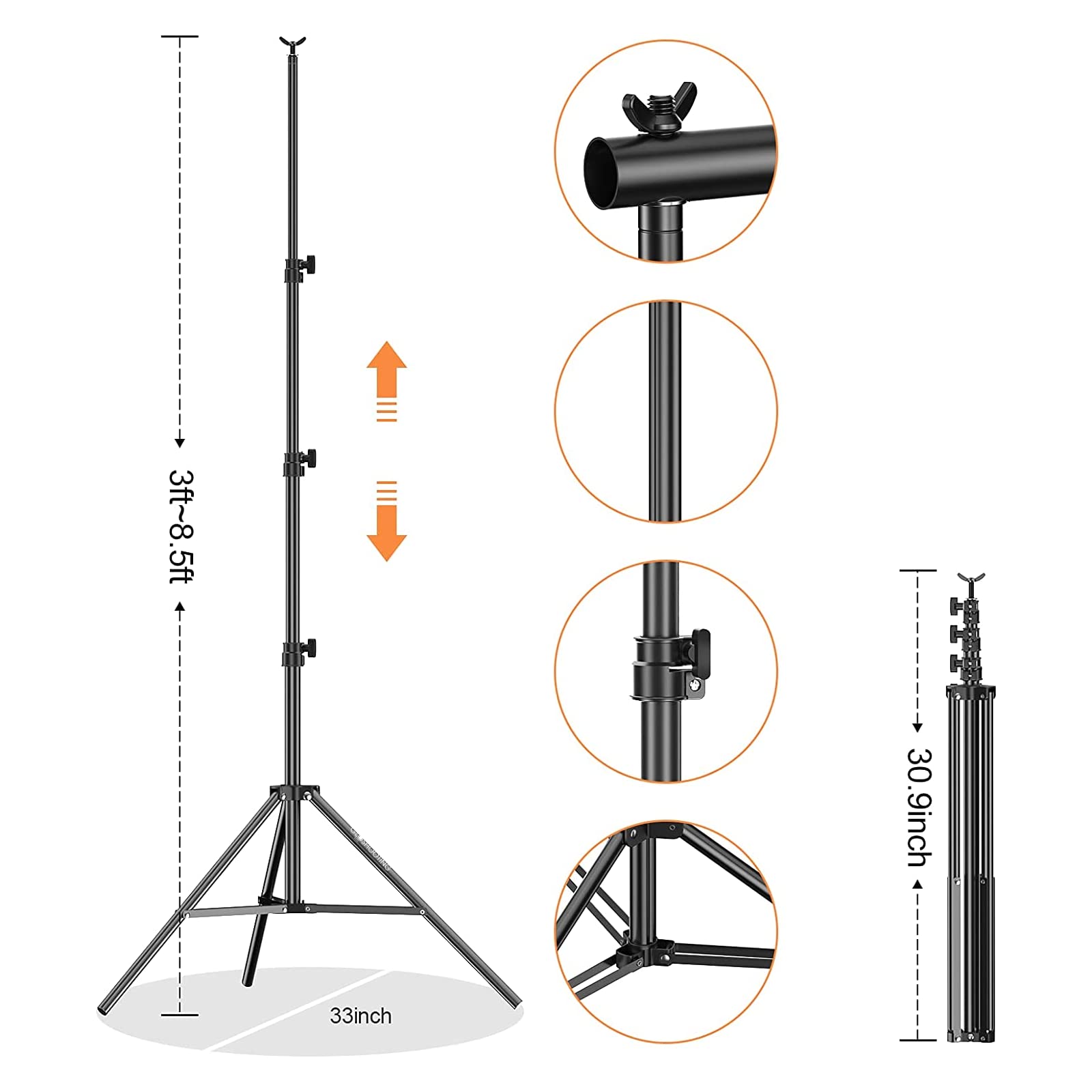 Gloshooting Backdrop Stand For Photoshoot, 8.5 X 10 Ft Heavy Duty Back Drop Adjustable Stands, Photography Background Support Sy