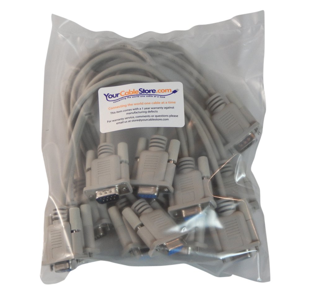 Your Cable Store 1 Foot Db9 9 Pin Serial Port Y Cable 1 Male / 2 Female Rs232 5 Pack