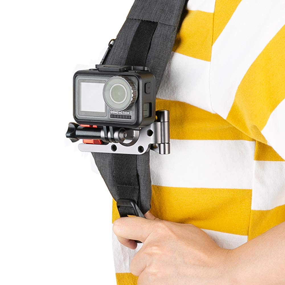 NICEYRIG Backpack Mount Clamp for GoPro Hero 11/10/9/8/7/6, DJI Osmo Action 4, Universal Backpack Strap Mounting Clip [ Aluminum Alloy ] - 338