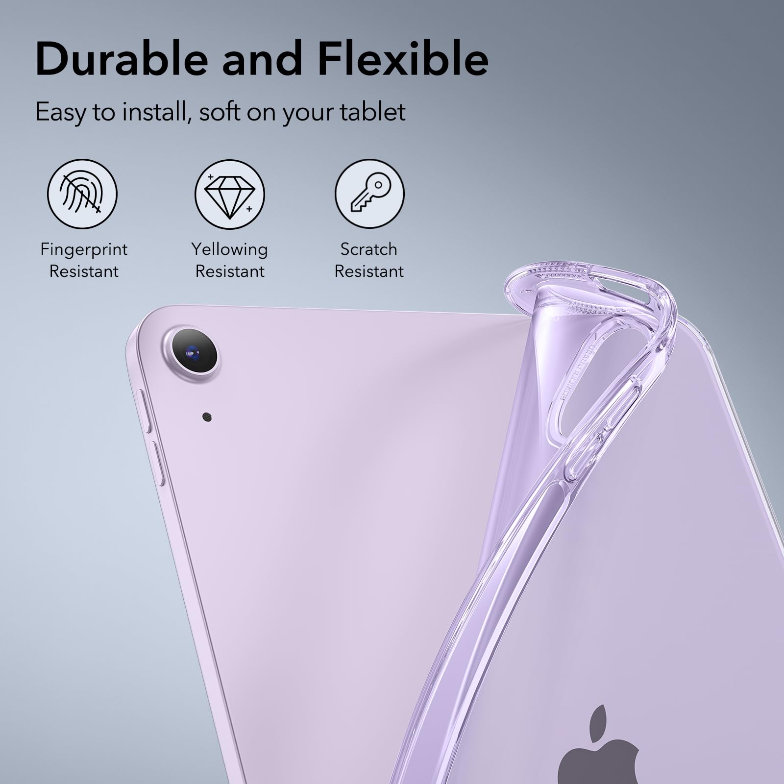 Esr For Ipad Air 11 Inch Case M2 2024, Ipad Air 6Th/5Th/4Th Gen(2024/2022/2020), Slim&Light, Yellowing Resistant, Transparent Back Cover, Supports Pencil Pro&Pencil (Usb C), Zero Series, Clear Purple