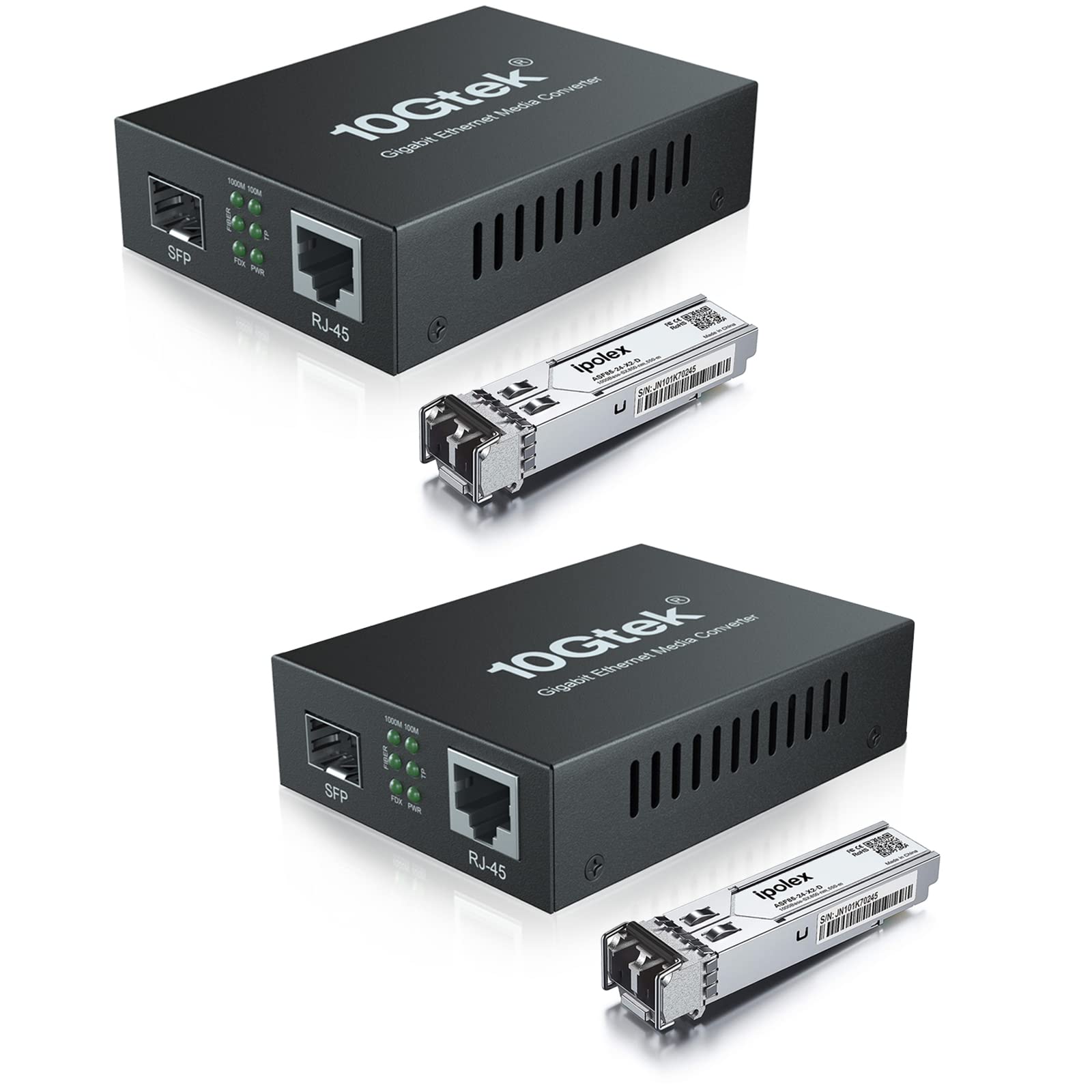 A Pair Of Bidi Gigabit Multi Mode Lc Fiber To Ethernet Media Converter With 2*Sfp Modules, 1.25G Fiber Optic To Ethernet Convert