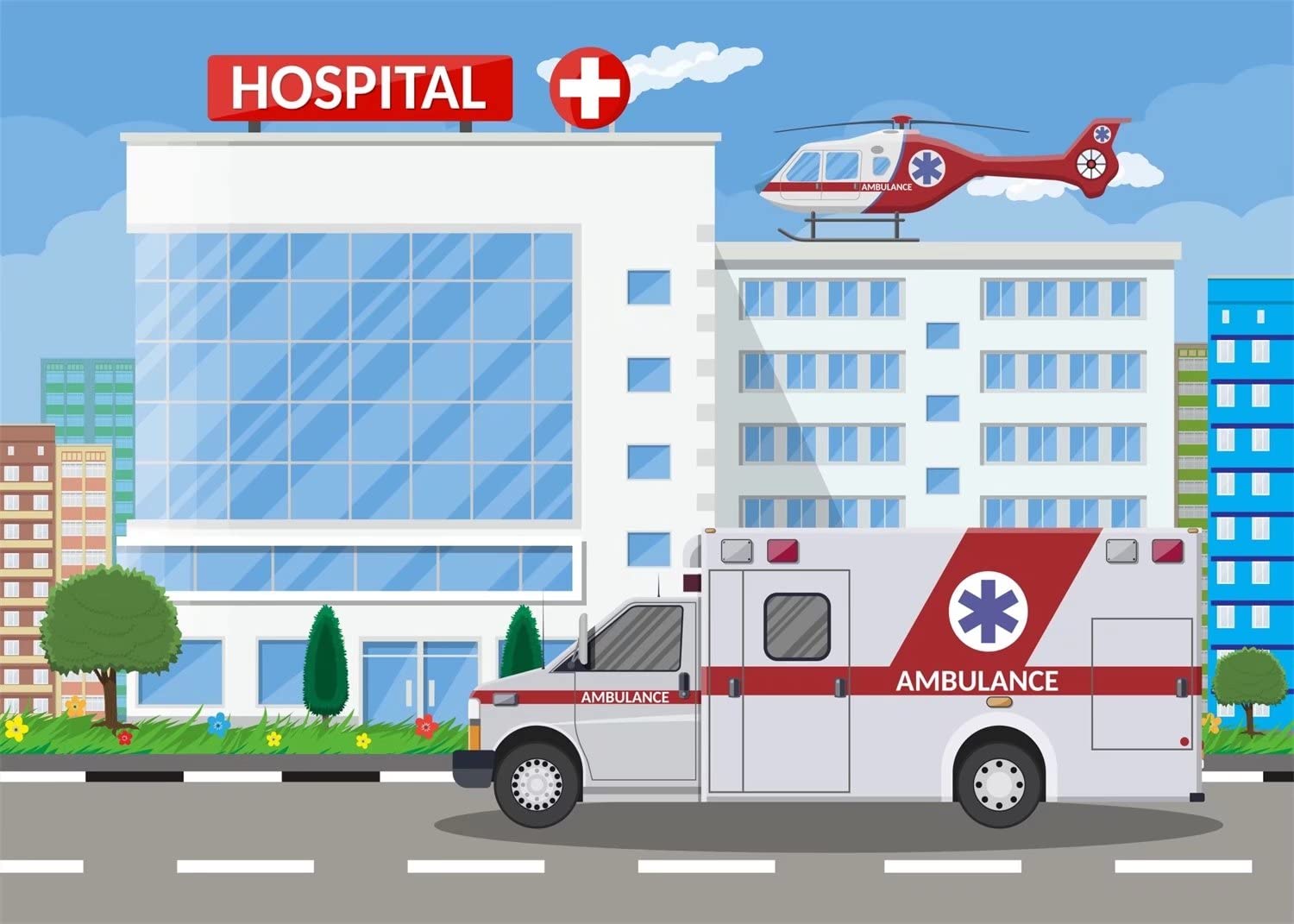 Loccor 6X4Ft Fabric Hospital Backdrop For Nurse Graduation Ambulance Medical Photography Background Paramedic Retirement Party D