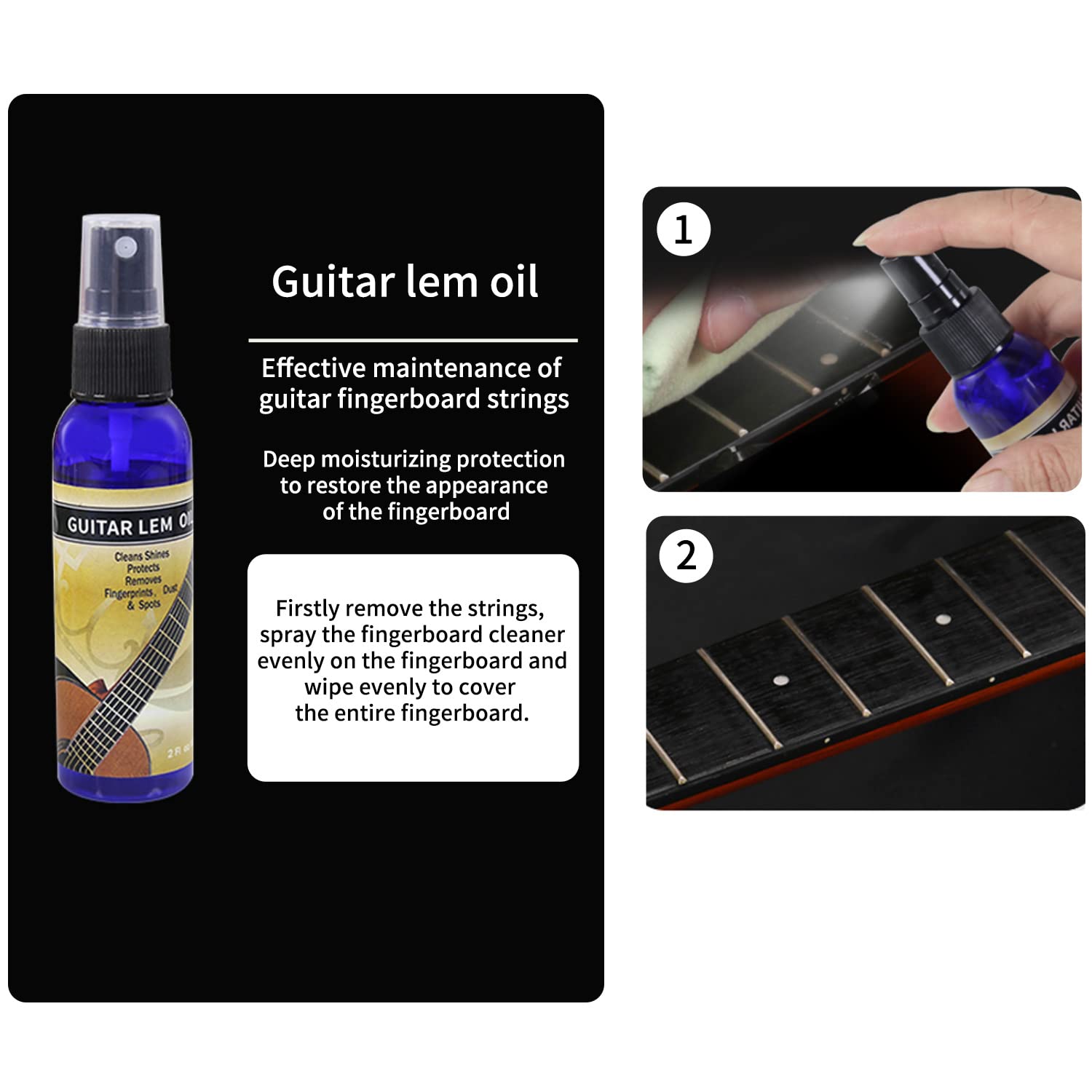 Premium Guitar Care 3 Piece Kit,Lemon Oil,Polish,Guitar String Oil,For Guitar Cleaning And Maintenance