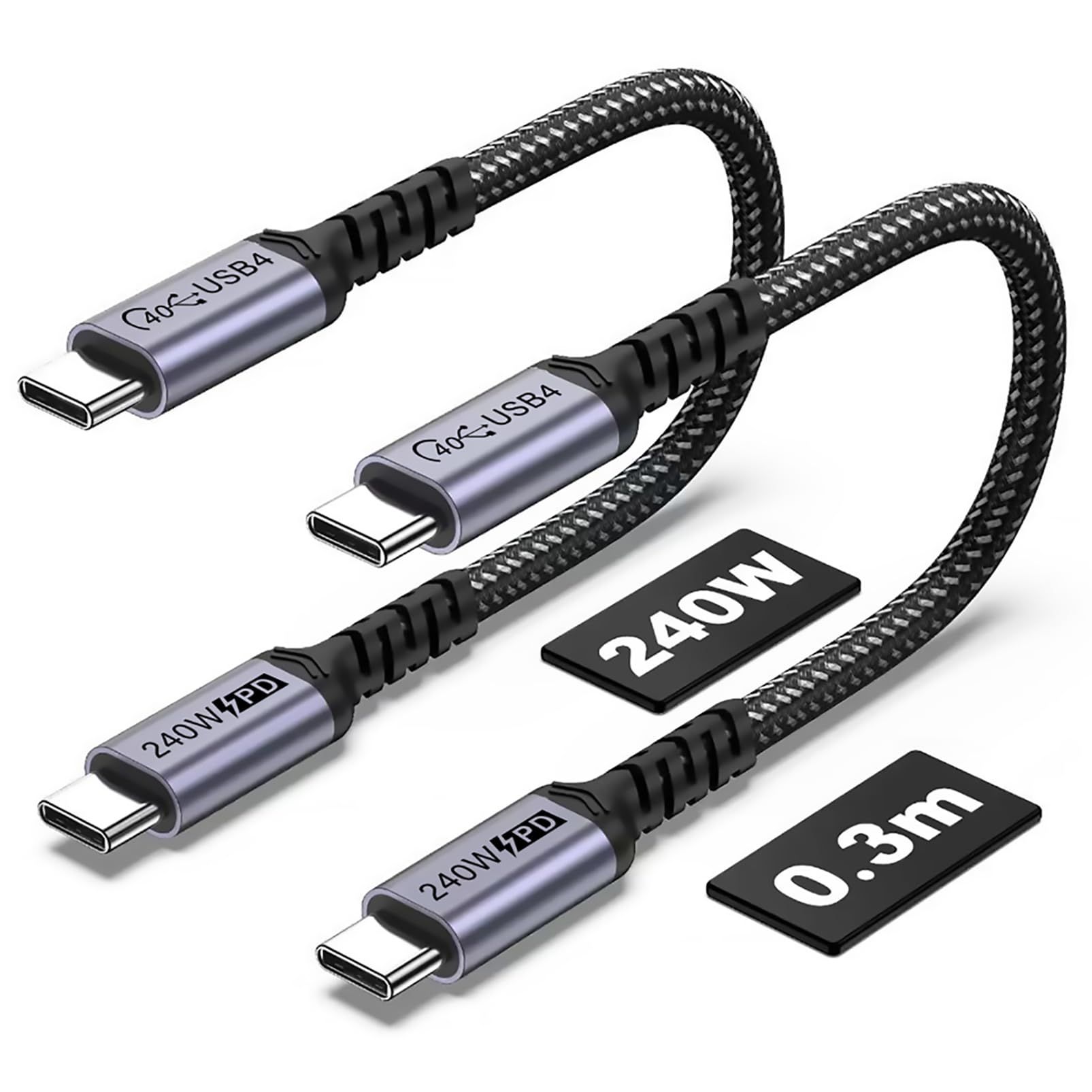 Sumpk 1Ft Usb 4 Cable 2 Packs, 240W Usb C To Usb C Cable, 40Gbps High Speed Data Transfer And Single 8K Or Dual 4K Display Video