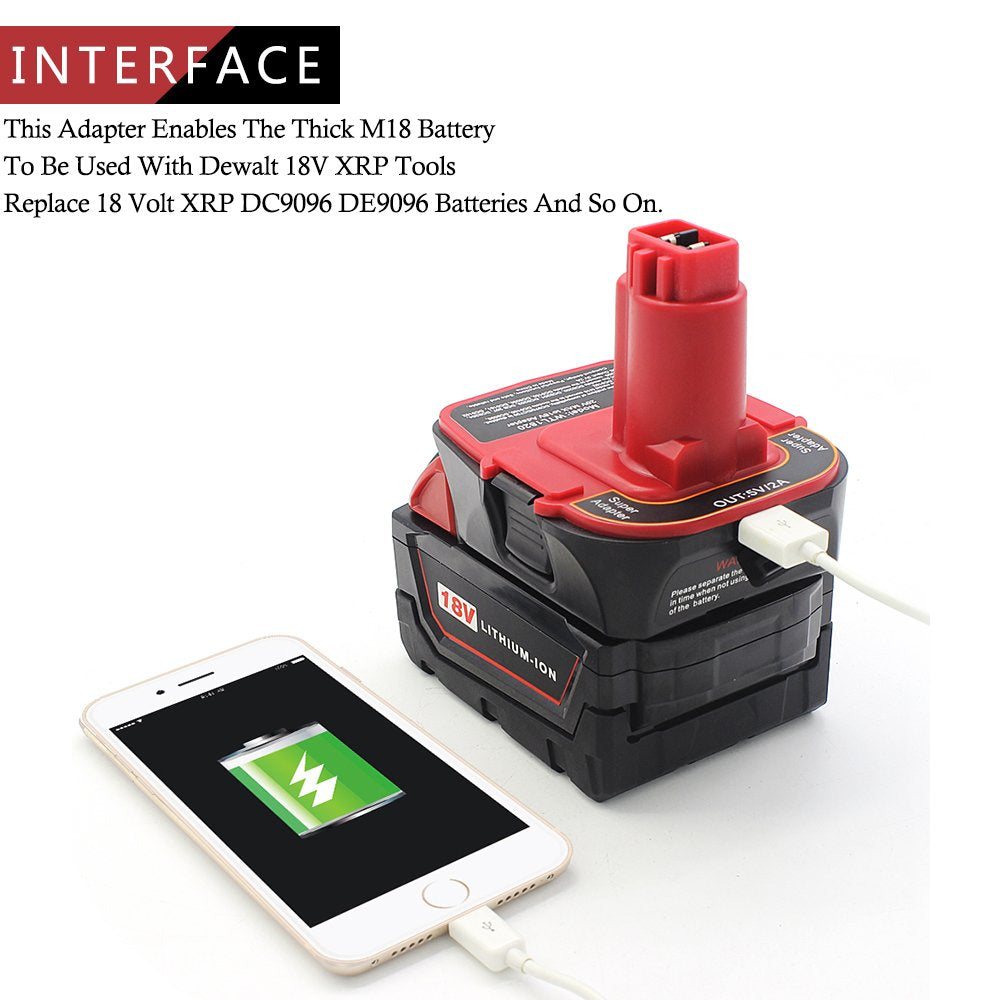 Waitley Battery Adapter For Dewalt Dca1820 18V 20V Converter With Usb Port Function Compatible With Dc9096 De9096