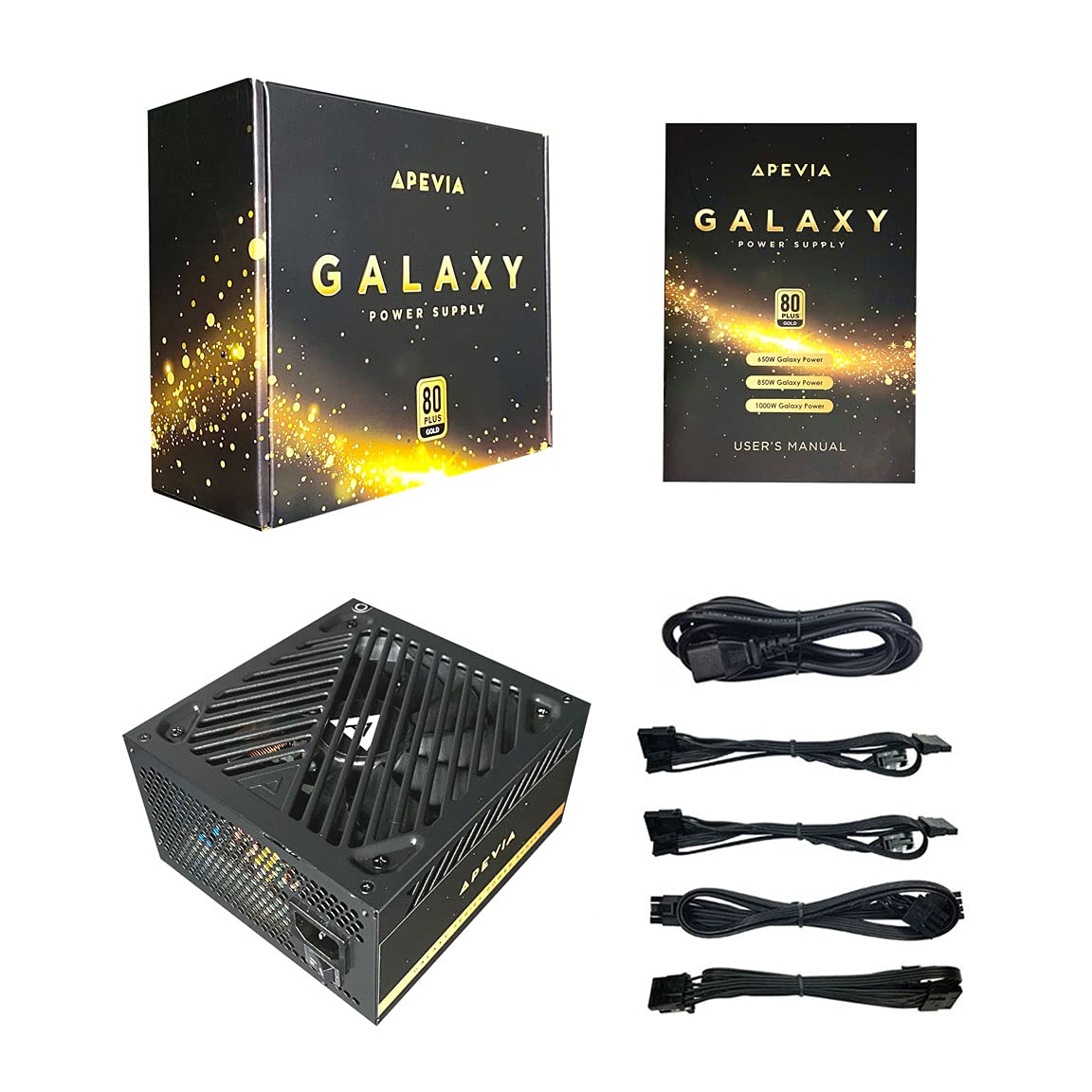 Apevia Atx Gx650W Galaxy 650W 80+ Gold Certified Active Pfc Atx Semi Modular Gaming Power Supply