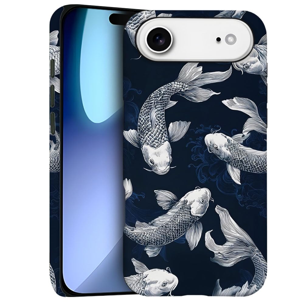 Case for iPhone 17 Air - Slim Fit Anti-Scratch Phone Case for Girl Women - Blue Koi Fish (Frosted)