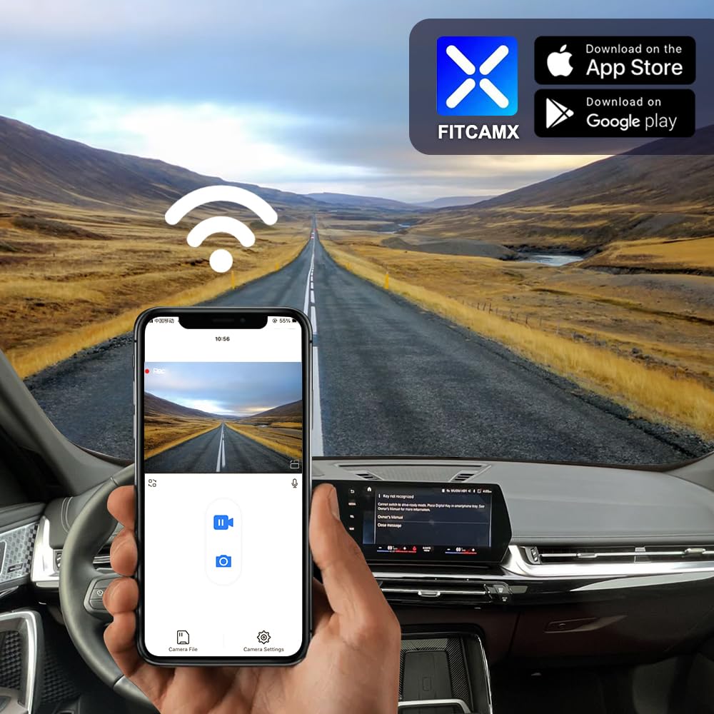 Fitcamx 4K Dash Cam Suitable For Porsche 911 992 Cayenne 9Ya 9Y0 9Y3 Panamera 971 Taycan (Model A), Oem Look, 2160P Uhd Video, B