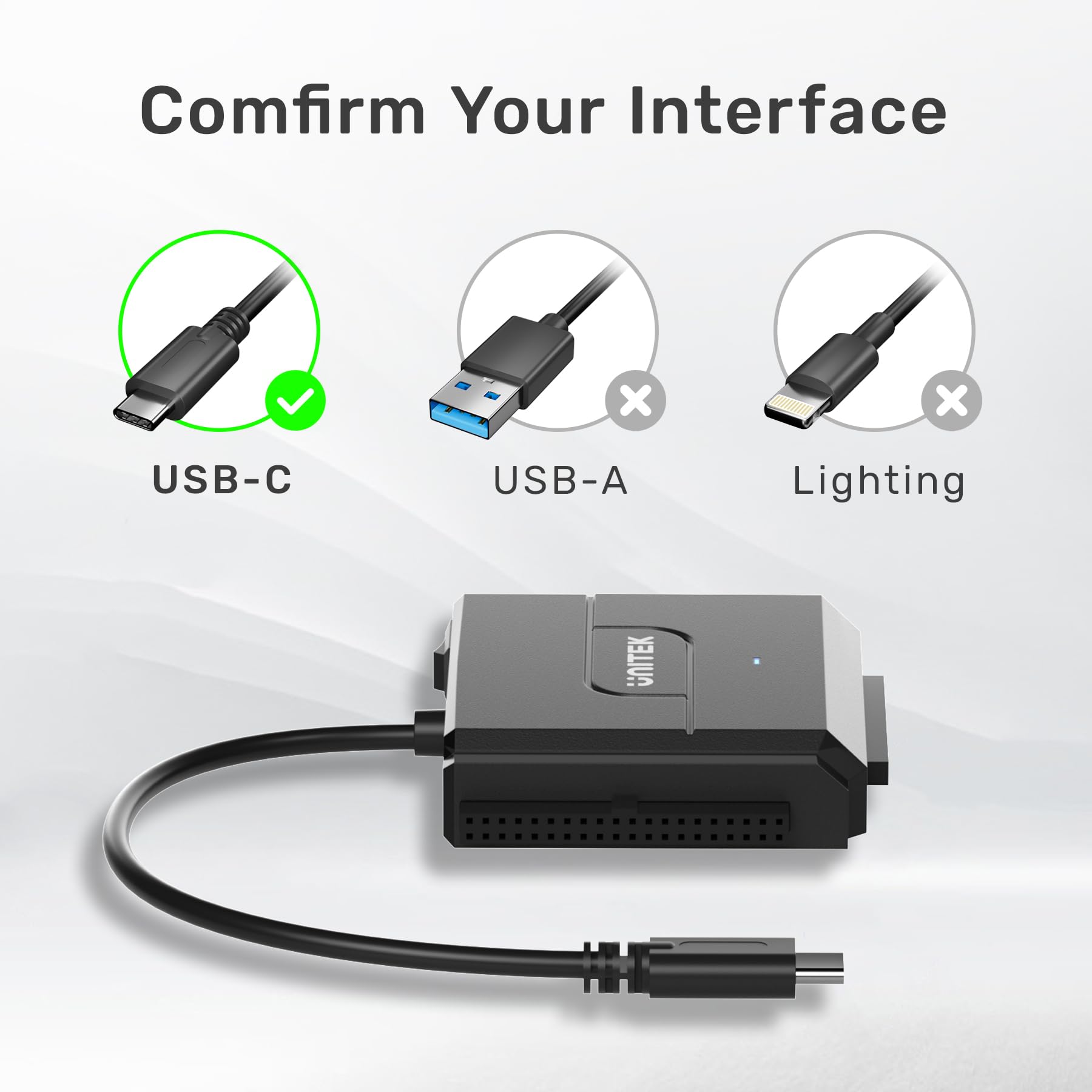 Unitek Ide/Sata To Usb C 3.0 Adapter, Universal Ide Hard Drive Little Triangle Pro Converter For 2.5''/3.5'' Inch Ide And Sata E