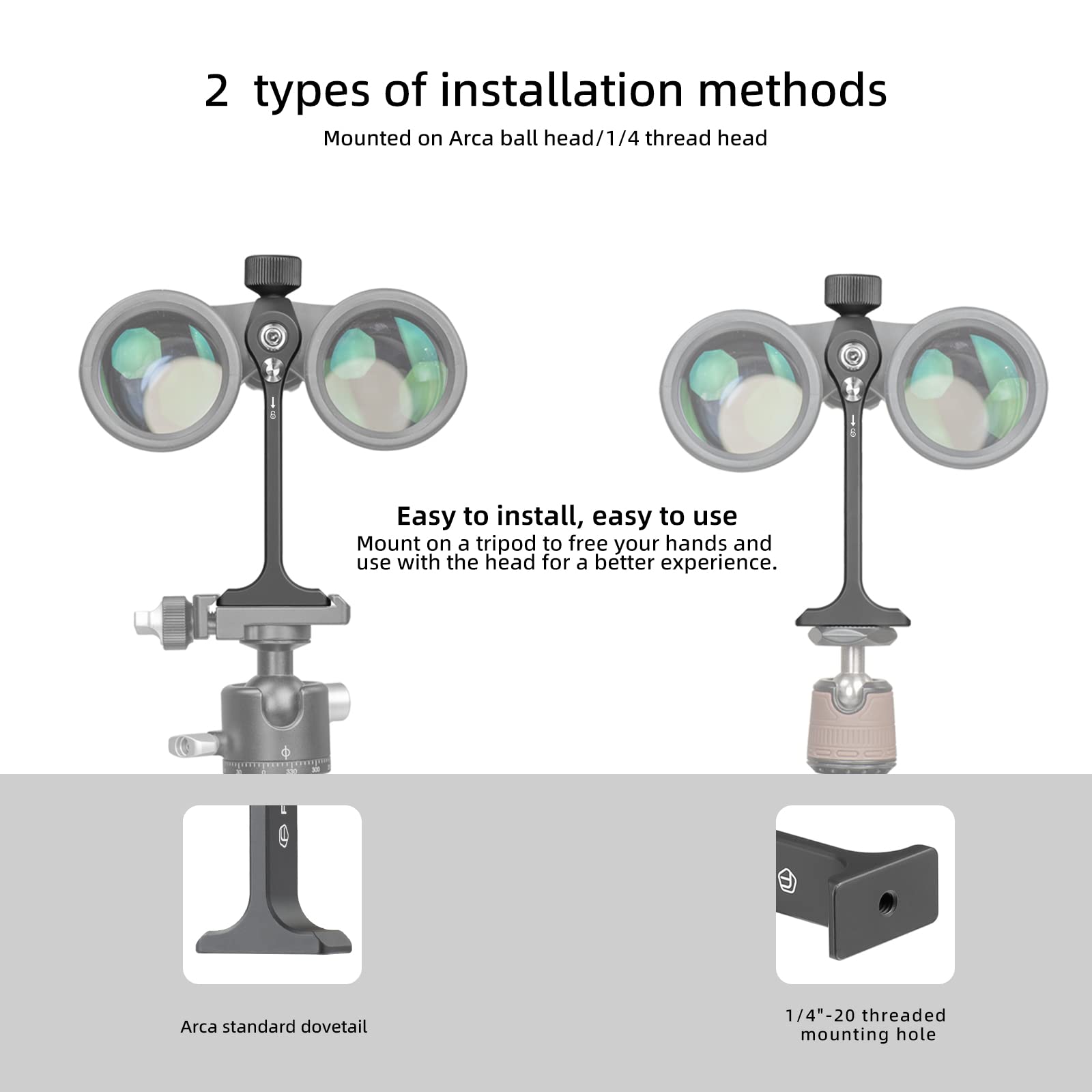 Binocular Tripod Adapter, Binocular Mount 1/4 Inch Threading Mount Aluminium (S1)