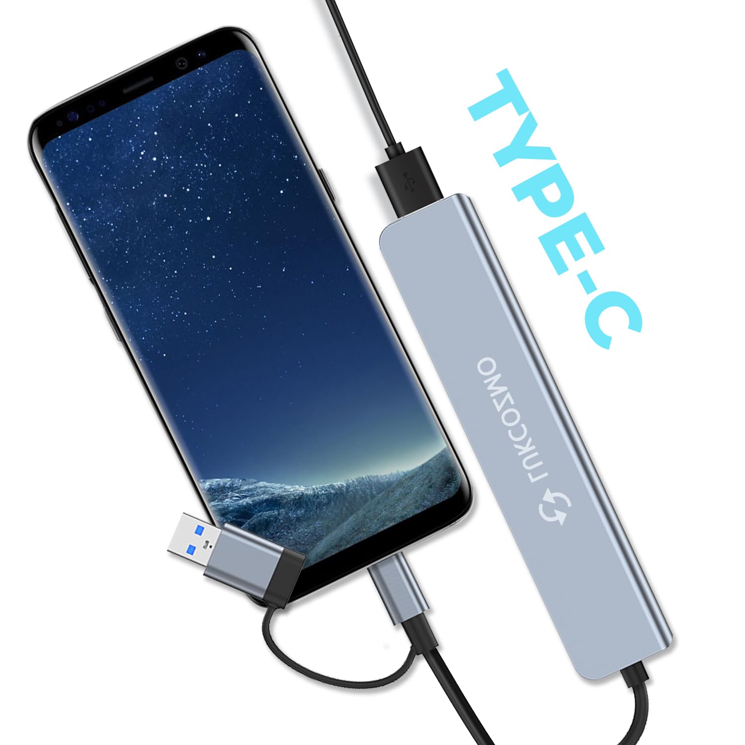 Lukcozmo Usb Hub Usb C Hub Usb Splitter 7 In 1 Usb Extender With 4 Usb Port 1 Usbc Port Tf/Sd Card Reader Audio Output Compatibl