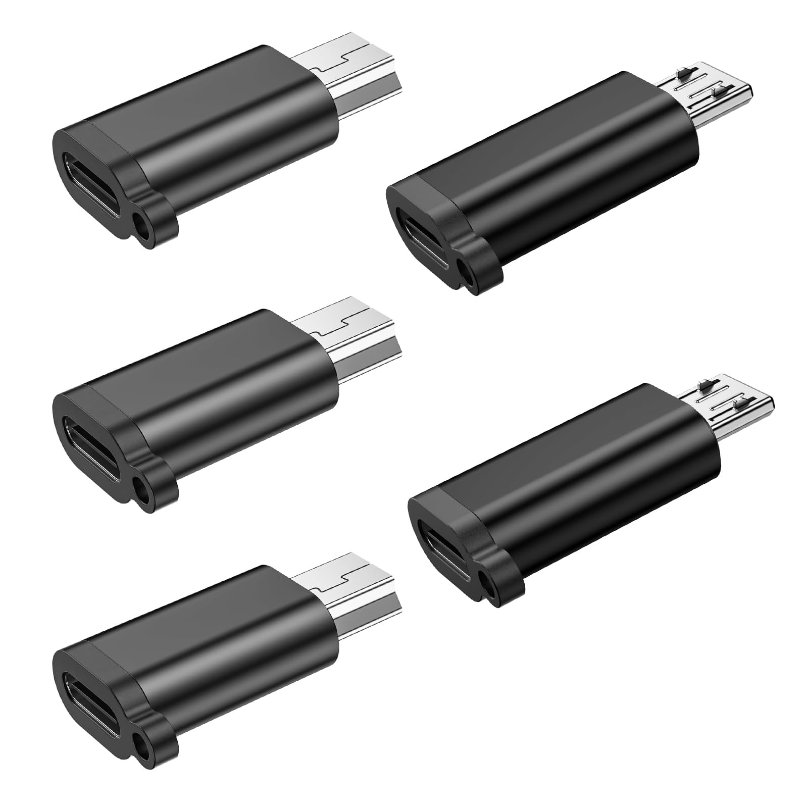 3Pack USB Mini Adapters and 2 Pack Micro Adapters, Connector Support Charge & Data Sync for GPS Receiver/Digital Camera/Dash Cam