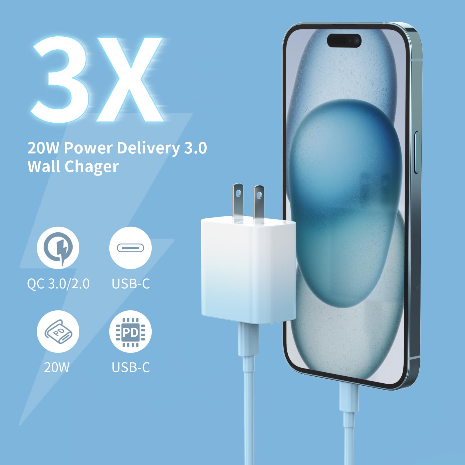 4Pack Usb C Charger Block 20W, Igenjun For Phone Fast Charger Wall Charger With Pd 3.0, Compact Type C Power Adapter For Phone 1