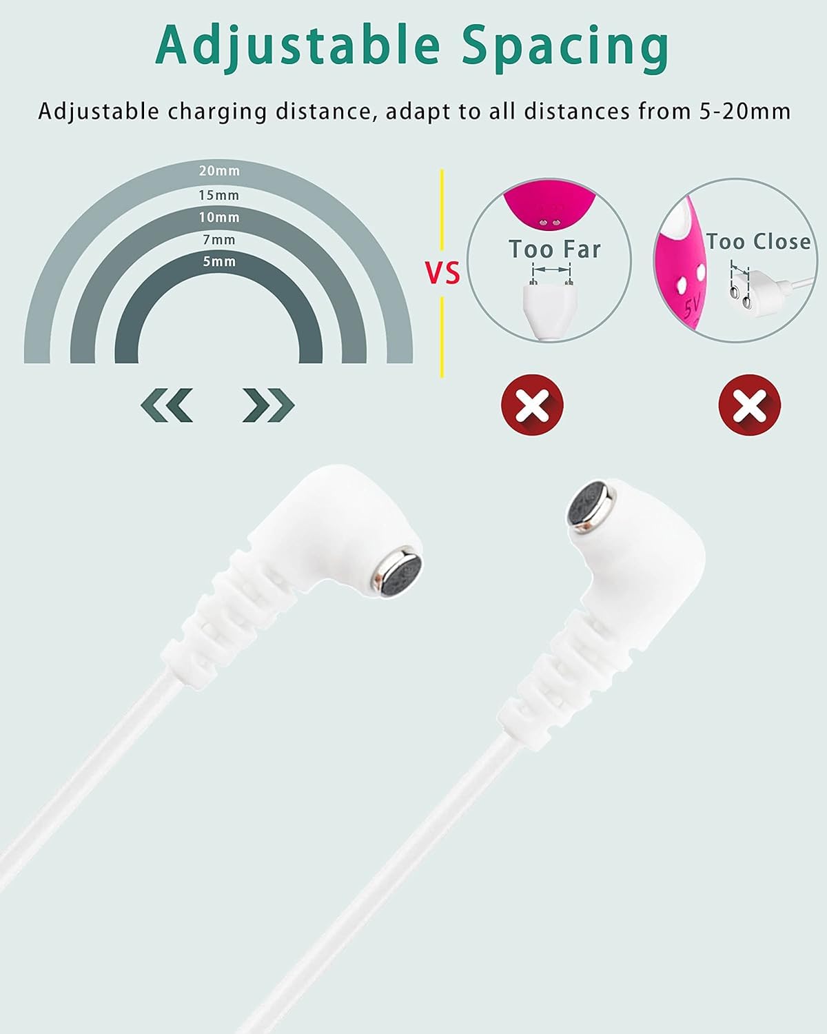 Bicmice Fast Magnetic Charger Cord For Rose And Most Magnetic Massagers Dc Charging Cable With 2 Magnet Connector