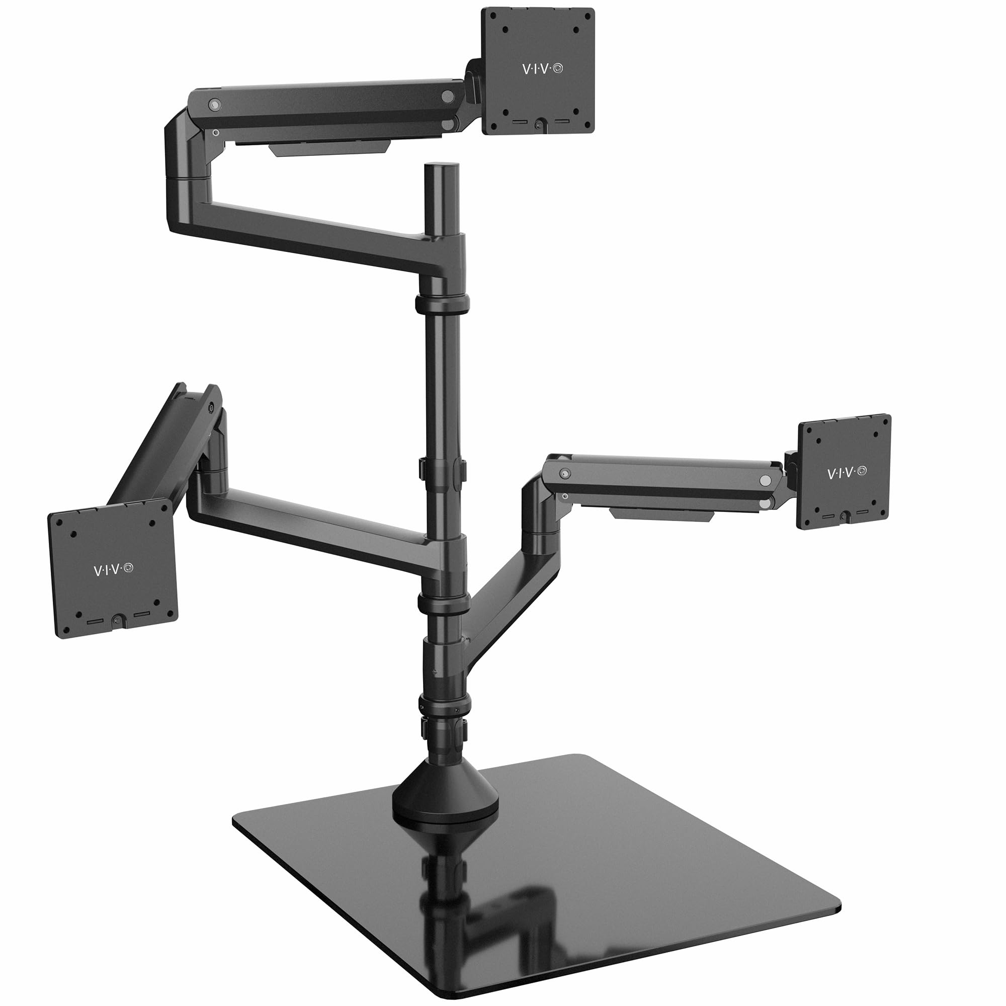 VIVO Pneumatic Arm Triple Ultrawide Monitor Desk Stand for Up to 49 inch Screens with Tempered Glass Base, Holds 3 Ultra Wides U
