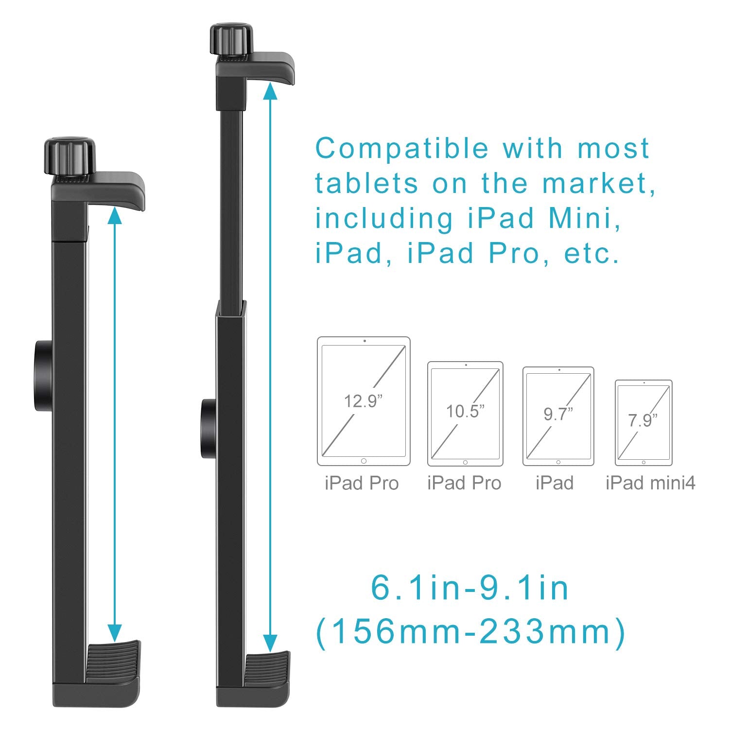 Neewer Ipad Tablet Tripod Mount Adapter Holder 16 23.5 Centimeters Adjustable Clamp For Ipad Mini Ipad 2/3/4 Ipad Air/Air2 Ipad