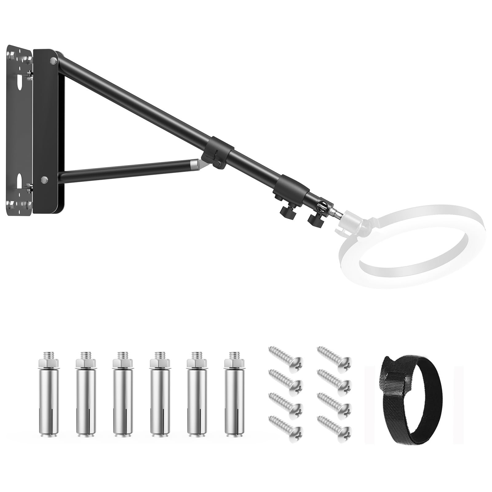 Sedgewin Ring Light Wall Mount 51Inch Adjustable Wall Mount Triangle Boom Arm With 1/4 & 3/8 Screw Save Space 180 Rotation For B