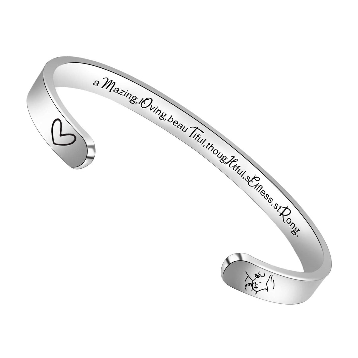 Btysun Gifts For Mom,Bracelets For Women Inspirational Gifts For Mom From Son Cuff Bracelets Bangle Mantra Love Quotes Engraved