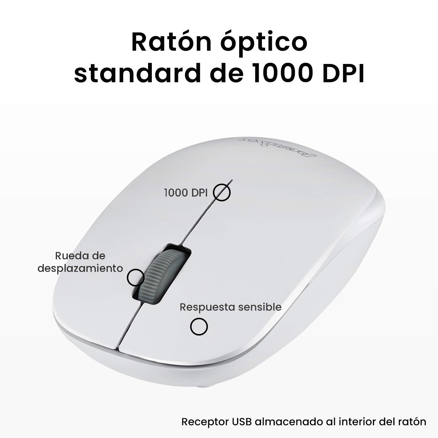 Perixx Periduo-712Wes Mini Pack De Teclado Y Rat  N Inal  Mbrico Combo - Color Blanco - Espaol Qwerty