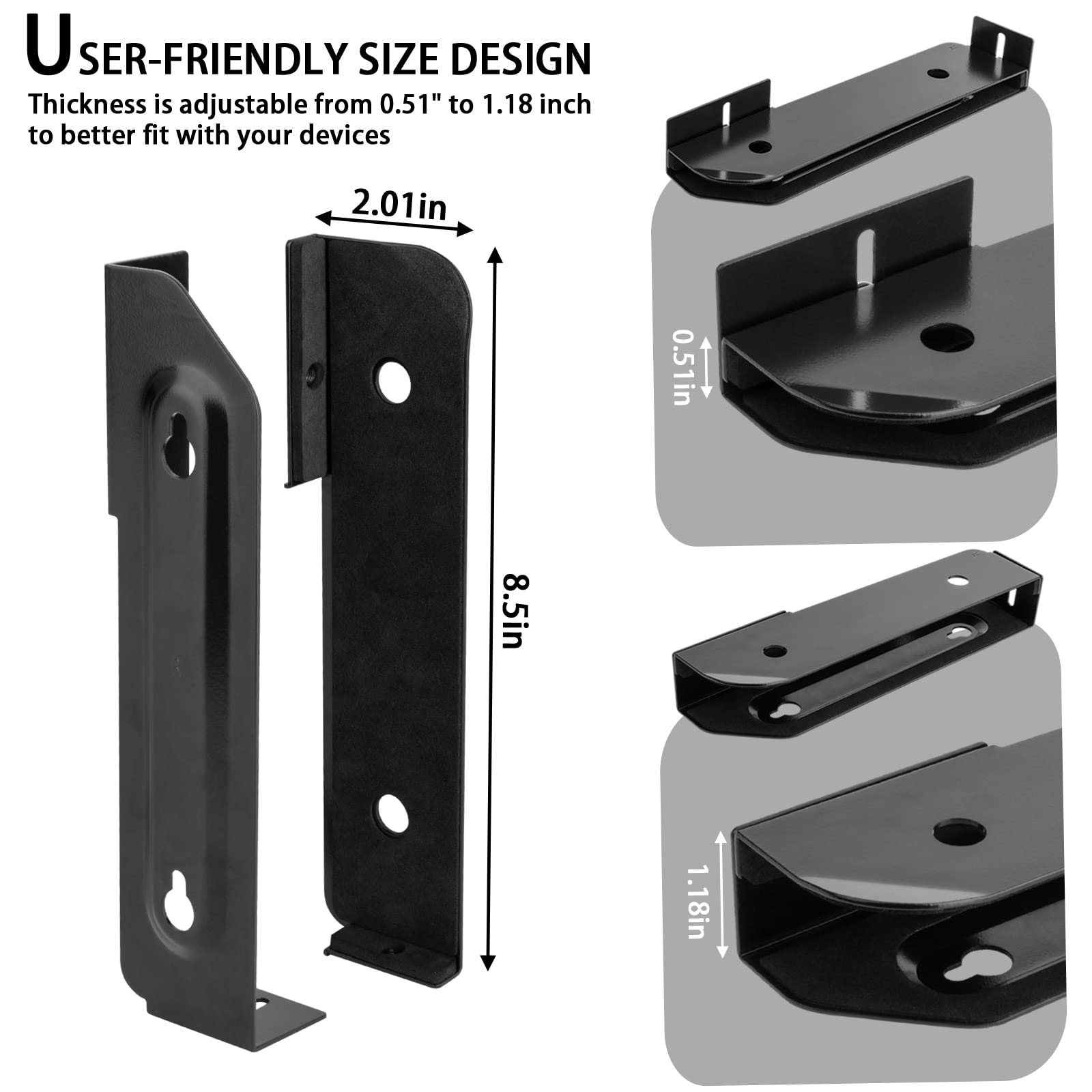 Caszlution Wall Mount And Under Desk Mount Laptop Holder, Universal Laptop Storage Bracket For Devices Up To 1.18'' Thick Macboo