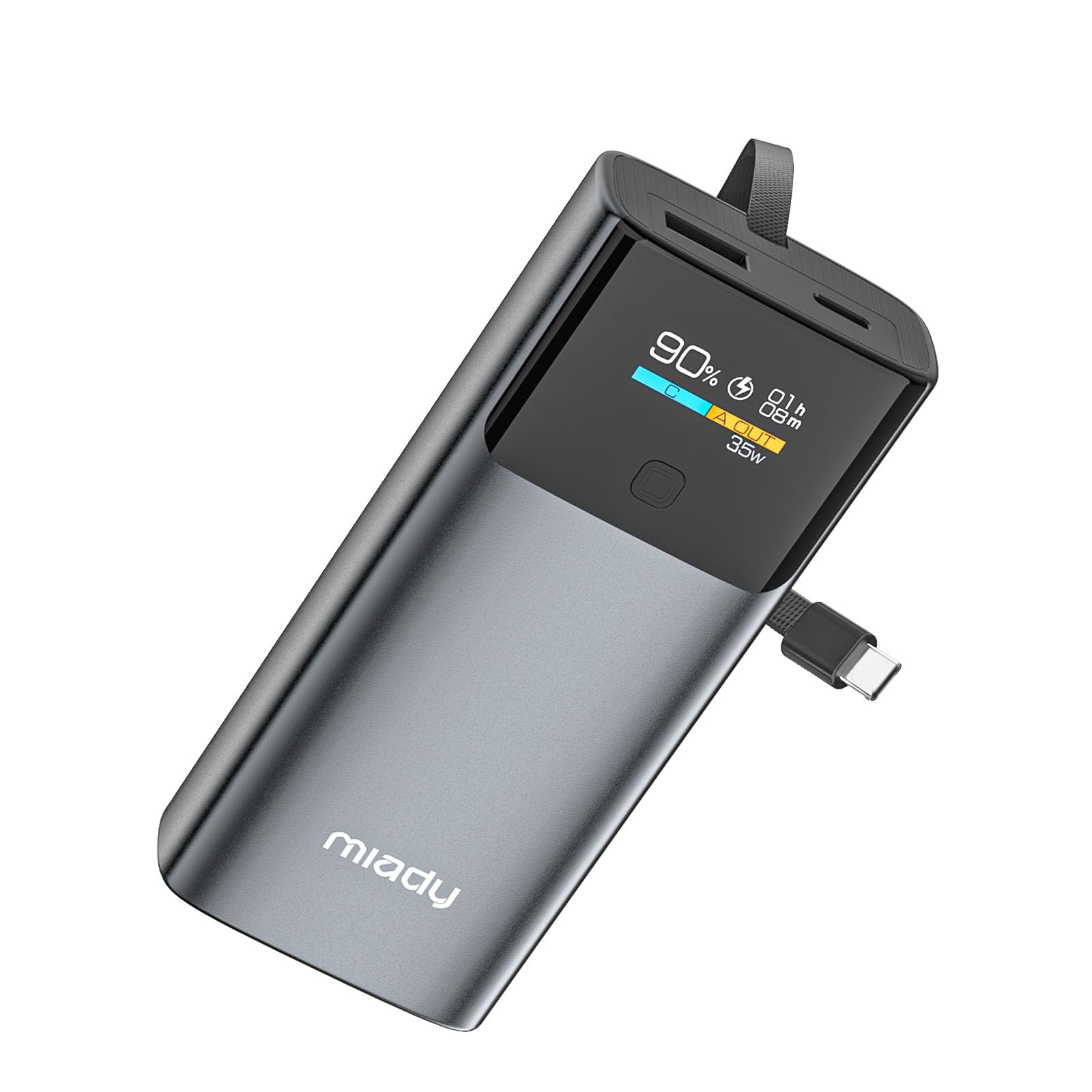 Miady Portable Charger, PD 35W Fast Charging Small Power Bank has Smart Digital Display Screen, 10000mAh Battery Pack Built-in U