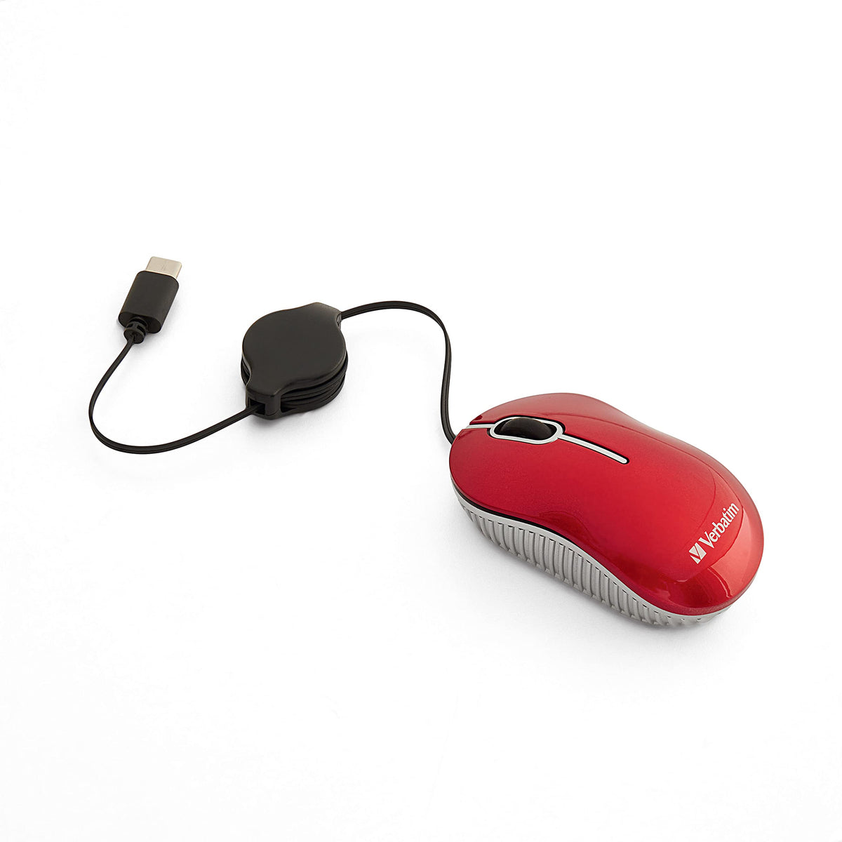Verbatim Wired Optical Usb C Mini Mouse   Plug & Play Corded Small Travel Mouse   Red 70745