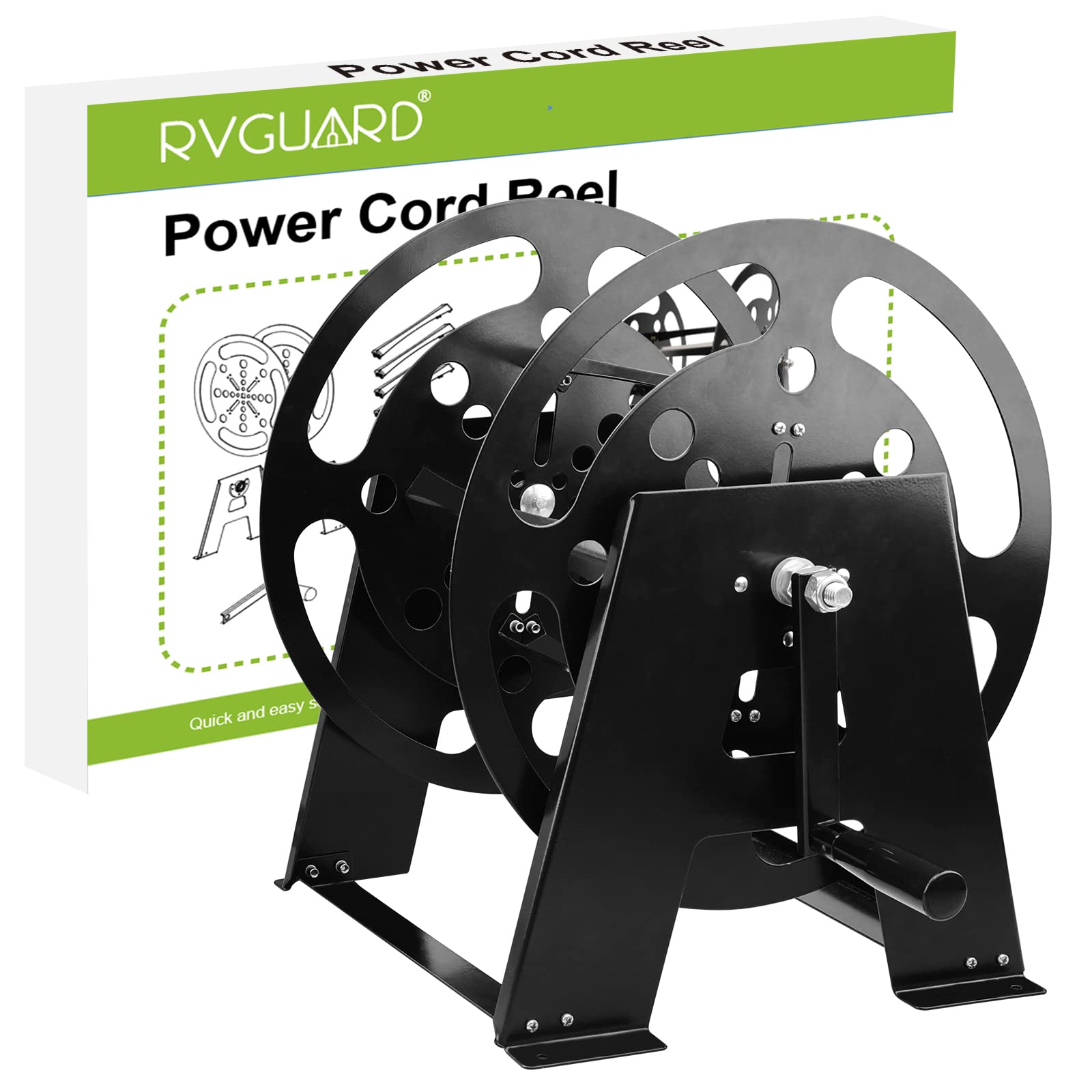 Rvguard Rv Power Cord Reel, Heavy Duty Power Cord Storage Reel, Holds Up To 50 Feet Of 50A (6/3+1/8 Awg) Heavy Duty Power Cord