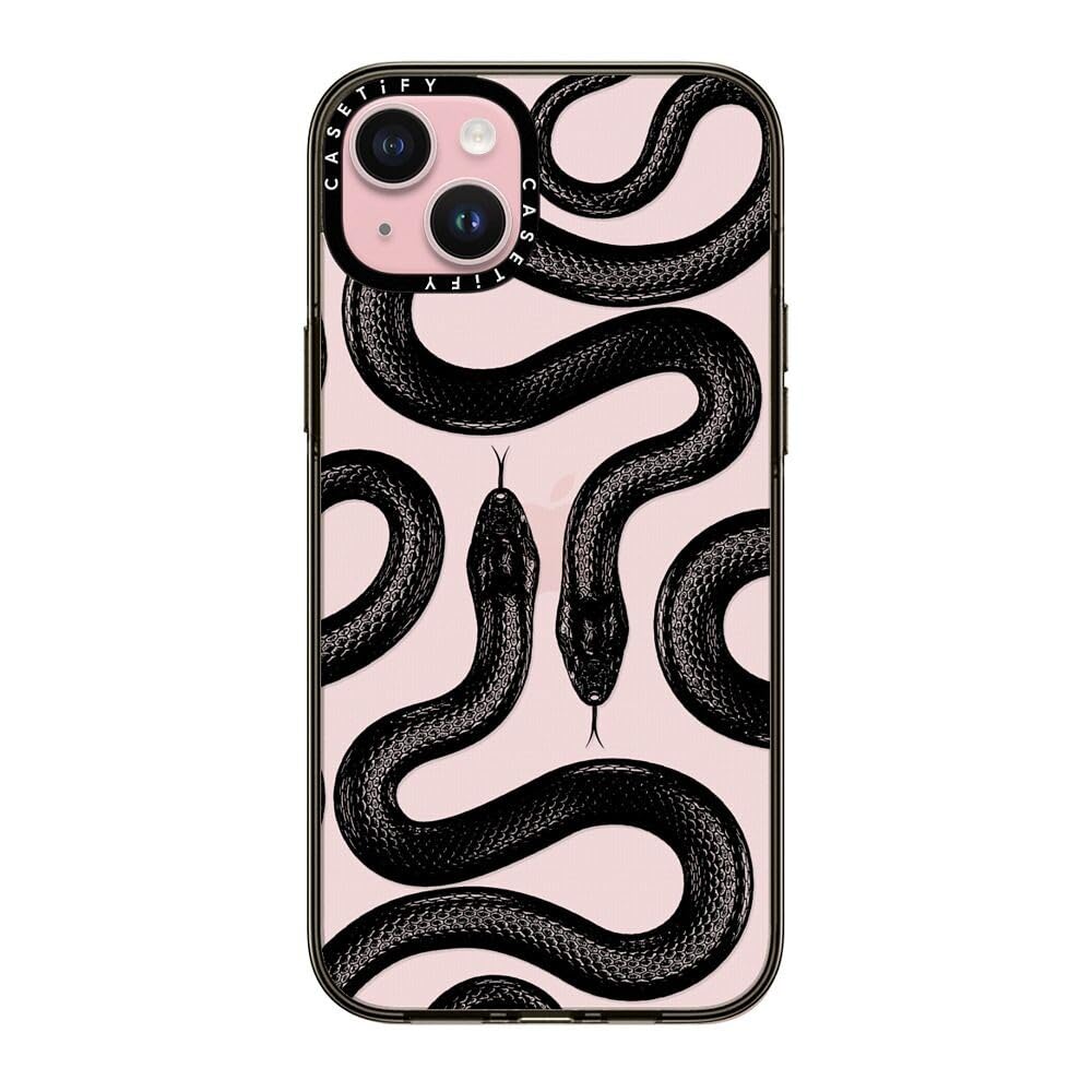 Casetify Compact Case For Iphone 15 Plus [2X Military Grade Drop Tested / 4Ft Drop Protection]   Black Kingsnake   Clear Black