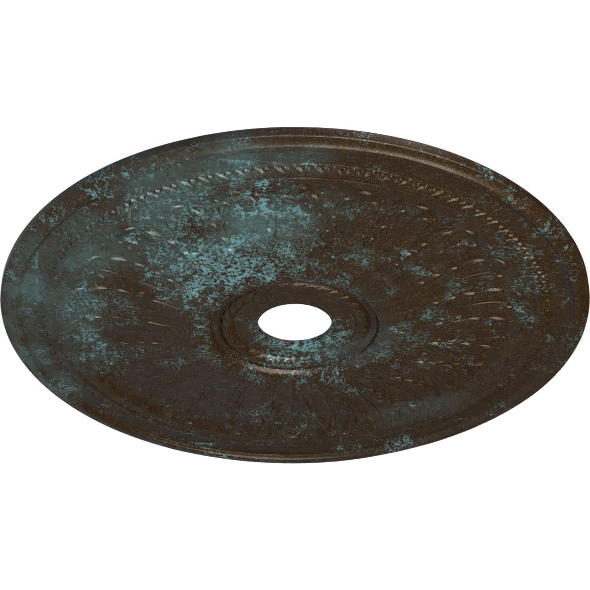 Ekena Millwork Cm29Oabbs Oakleaf Ceiling Medallion, 29 1/8''Od X 3 5/8''Id X 1''P, Hand Painted Bronze Blue Patina