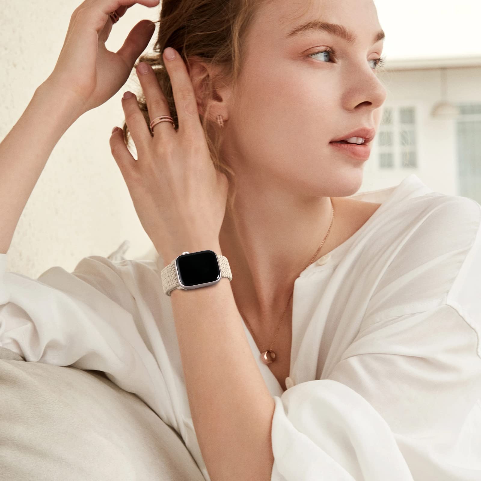 Daqin Compatible With Apple Watch Band 38Mm 40Mm 41Mm 42Mm 44Mm 45Mm 46Mm 49Mm Women Men, 4 Pack Braided Solo Loop Bands Sport N