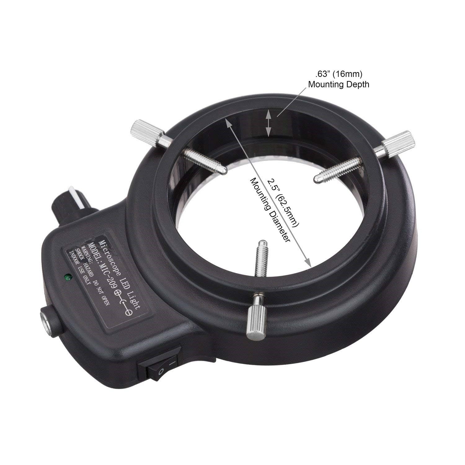 Amscope 144 Led Intensity Adjustable Ring Light: Stereo Microscope Accessory With Black Housing