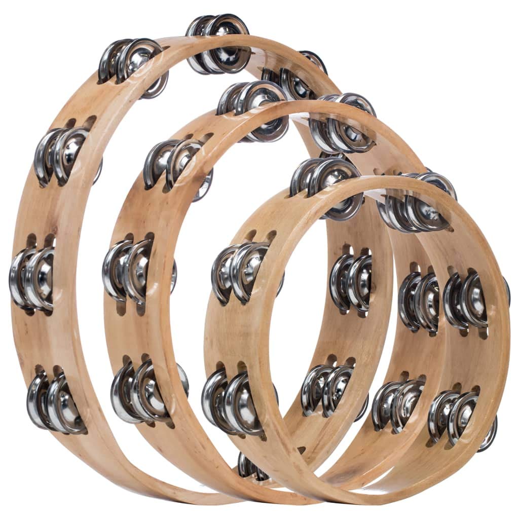 Candora Tambourine 3 pcs Handmade Wood Headless Tambourine Set of 6+8+10