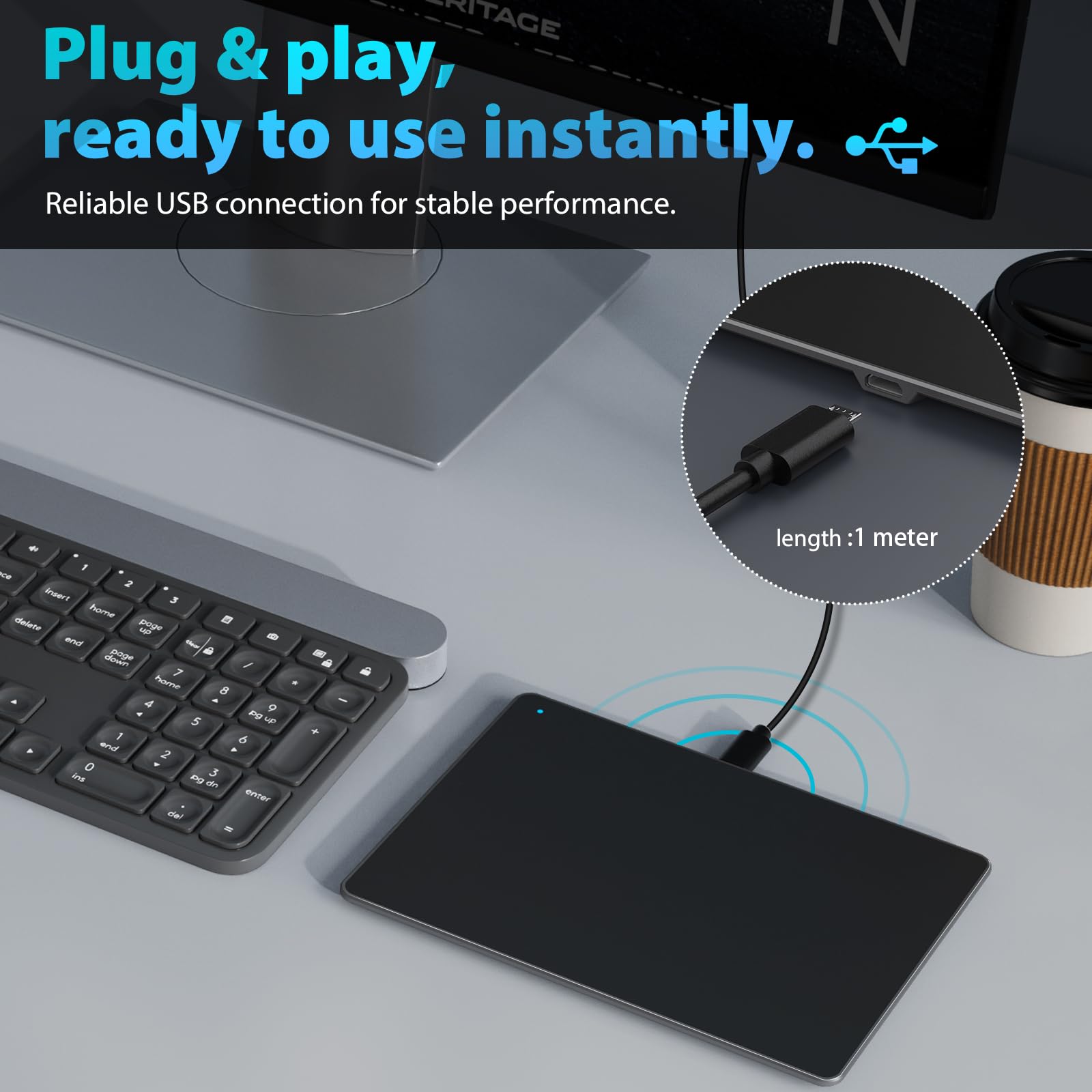 Hongmall External Trackpad, Wired Ultra Slim Trackpad With Multi Touch Gestures, Plug & Play  No Latency, Touchpad Mouse For Win