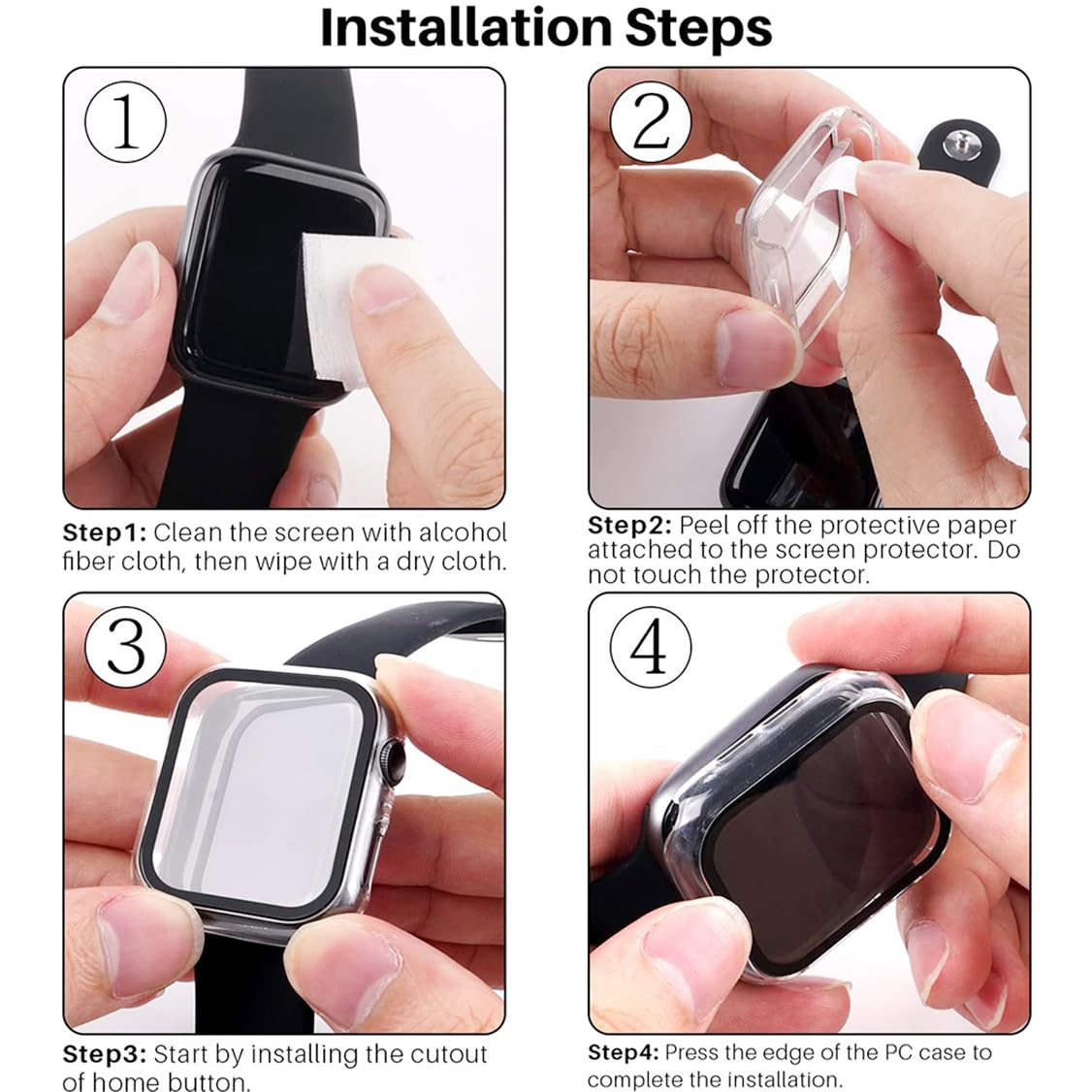 Hankn 2 Pack Matte Blue 44Mm Case For Apple Watch Series 6 5 4 Se 44Mm Tempered Glass Screen Protector Case, Full Coverage Hard