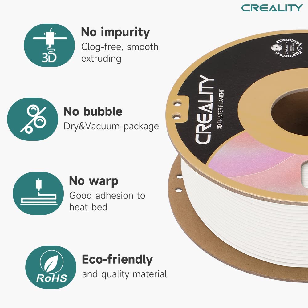 Creality Matte Pla 3D Printer Filament, Pla Filament 1.75Mm 1Kg(2.2Lbs) Matte Finish Smooth Printing Cardboard Spool 3D Printing