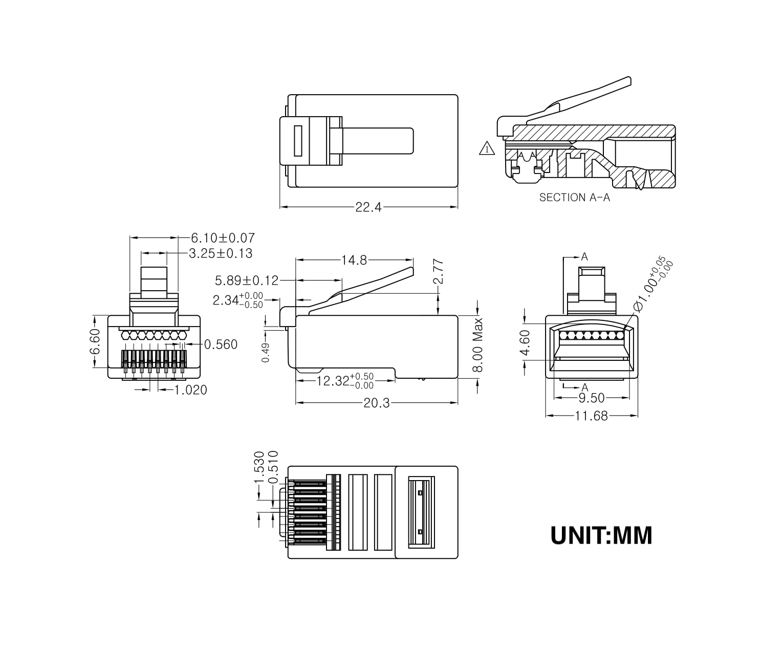 W Nectoun Cat5E Pass Through Rj45 Connectors,100 Pack Cat5 Ends/Cat 5 Connector/Cat 5E Rj45 Modular Plugs(3 Prong Gold Plated 15?),Utp Network Plug For Solid Strand Cable