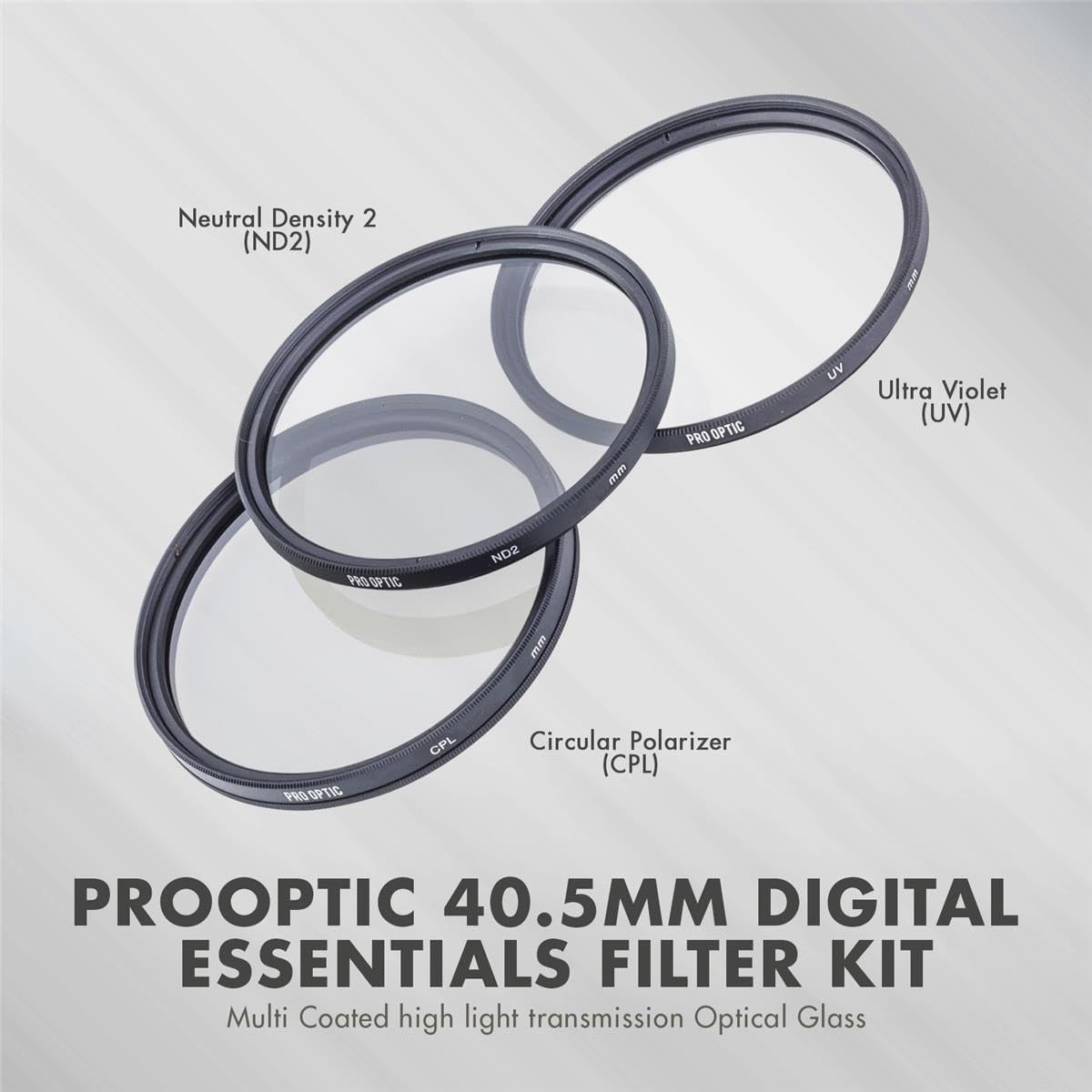 Prooptic 40.5Mm Digital Essentials Filter Kit, With Ultra Violet (Uv), Circular Polarizer And Neutral Density 2 (Nd2) Filters, W